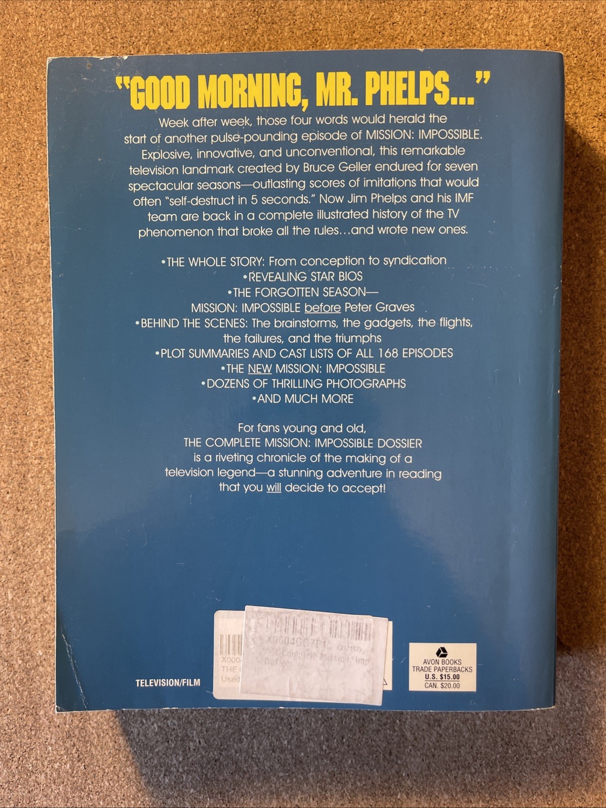Mission Impossible Dossier, Good Cond. Large Paperback 1st Print 1991 US Edition