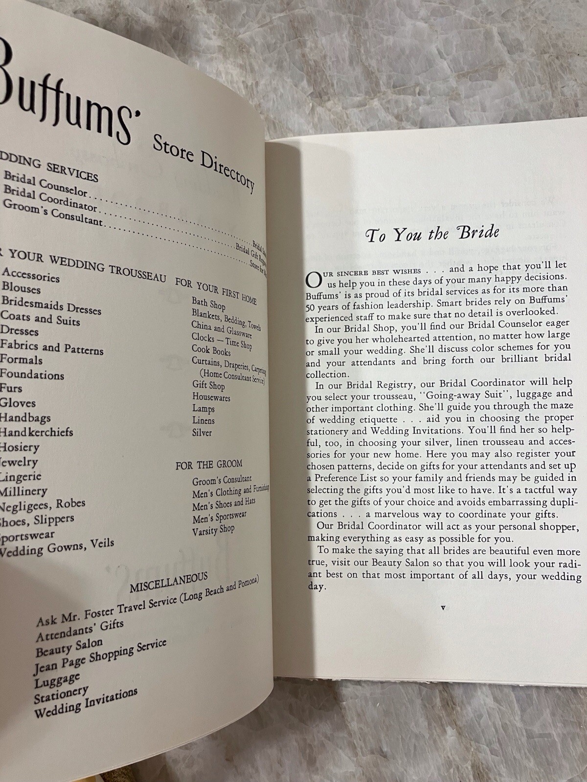 Wedding Embassy Yearbook Buffums 1962 – Your Wedding The Broadway 1959