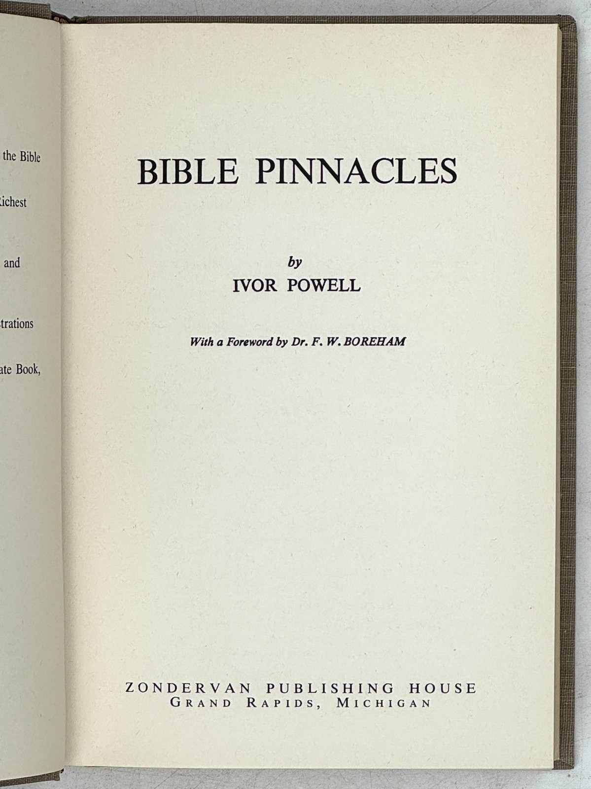 1960 IVOR POWELL. Bible Pinnacles VINTAGE HC