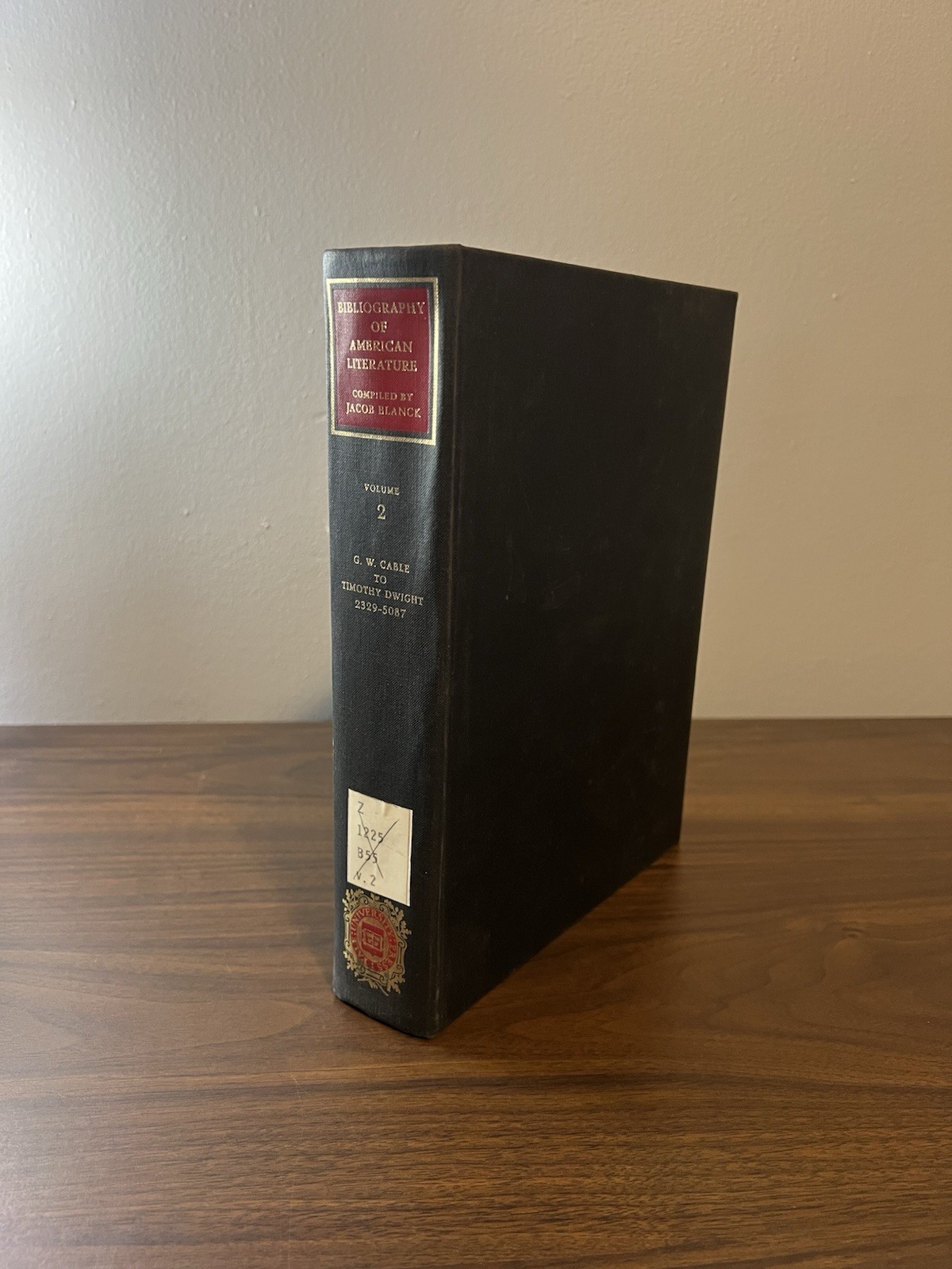 Bibliography of American Literature – Blanck – Vol 2 – Cable to Dwight Vtg 1968