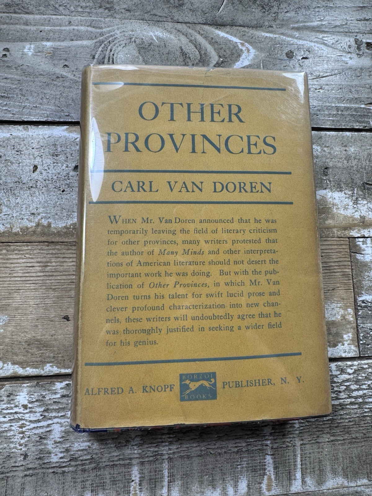 1925 Antique Literary Criticism “Other Provinces” Van Doren, Dust Jacket