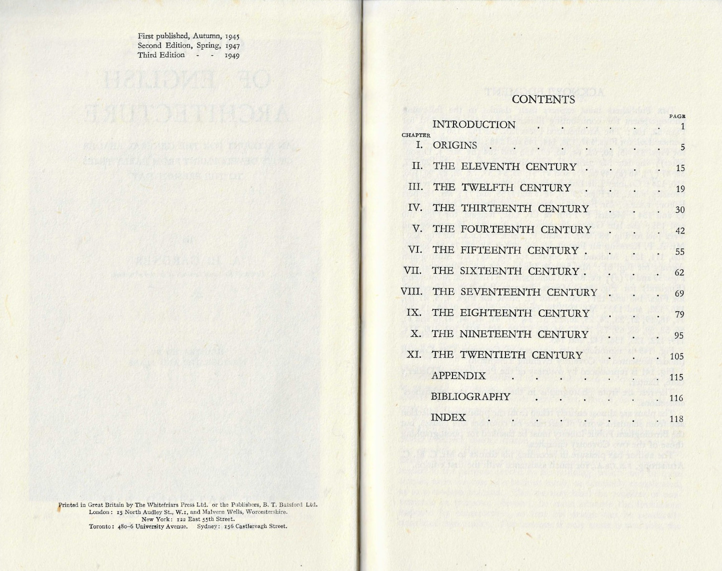 Outline Of British Architecture By A. H. Gardner ©1949 (3rd Ed) H/B 122pgs