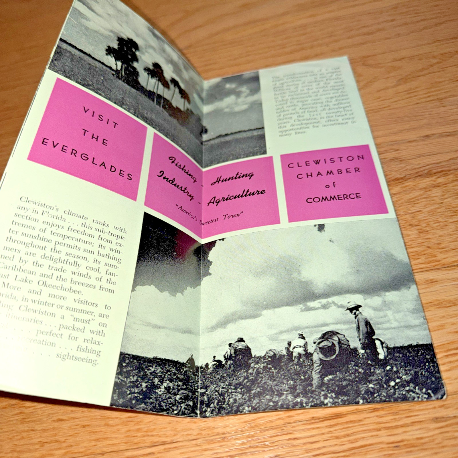 1950’s CLEWISTON, HENDRY COUNTY FLORIDA Brochure – LAKE OKEECHOBEE