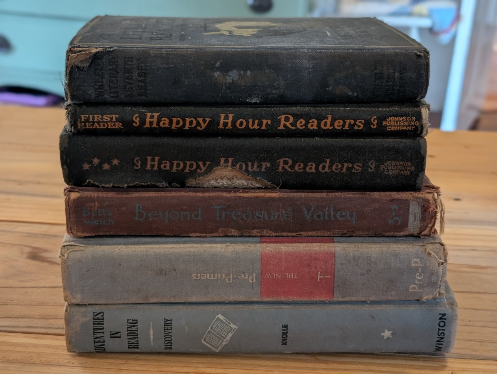 Lot of 6 Vintage Basic Readers School Books Hardcover 1920s-1950s Illustrated