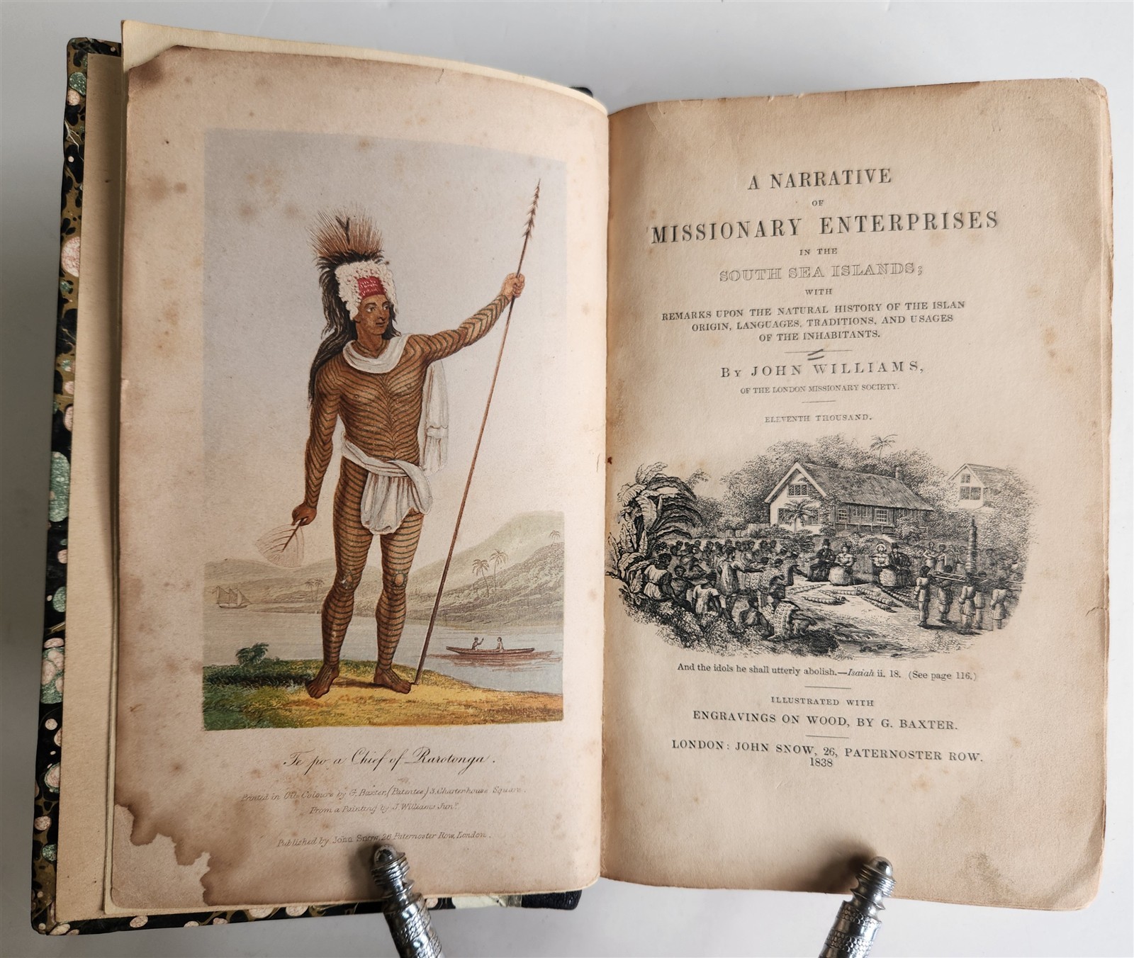 1838 NARRATIVE of MISSIONARY ENTERPRISES in SOUTH SEA ISLAND antique ILLUSTRATED