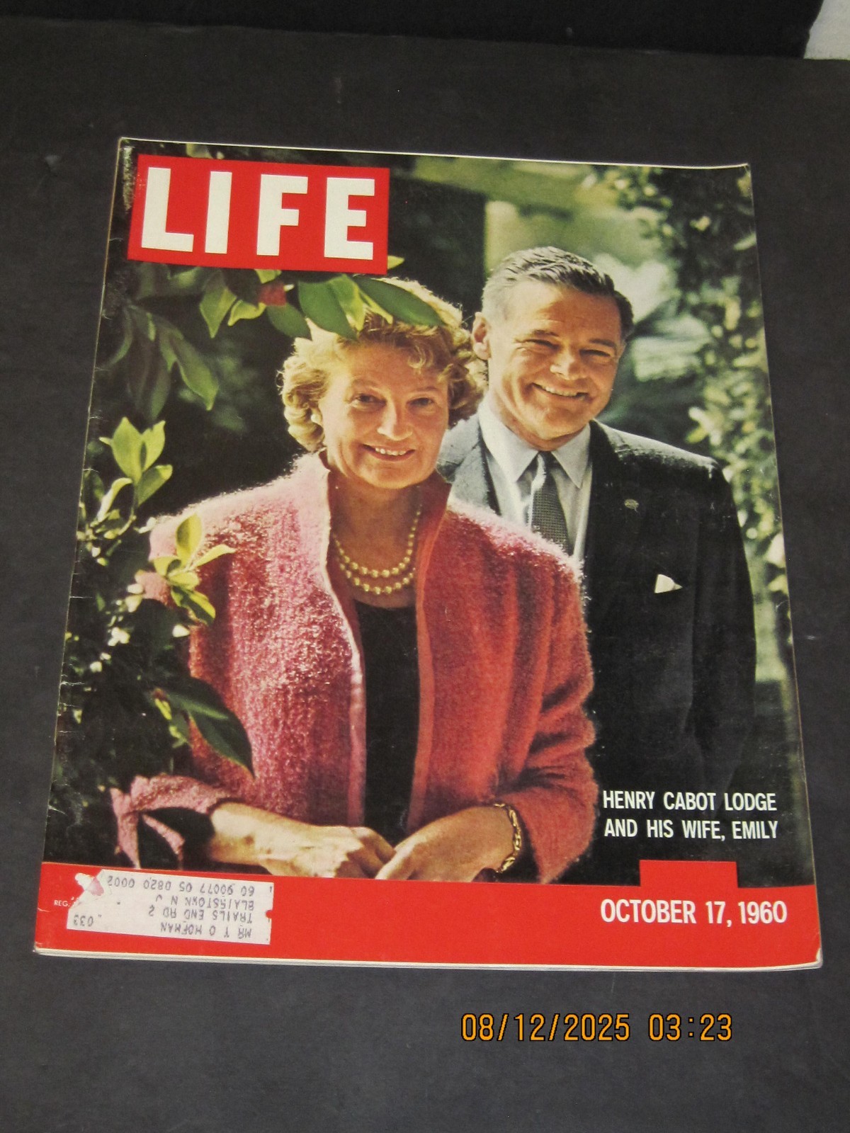 Life Magazine 1960 October 17 Henry Cabot Lodge & His Wife Emily $ 4 FREE S/H