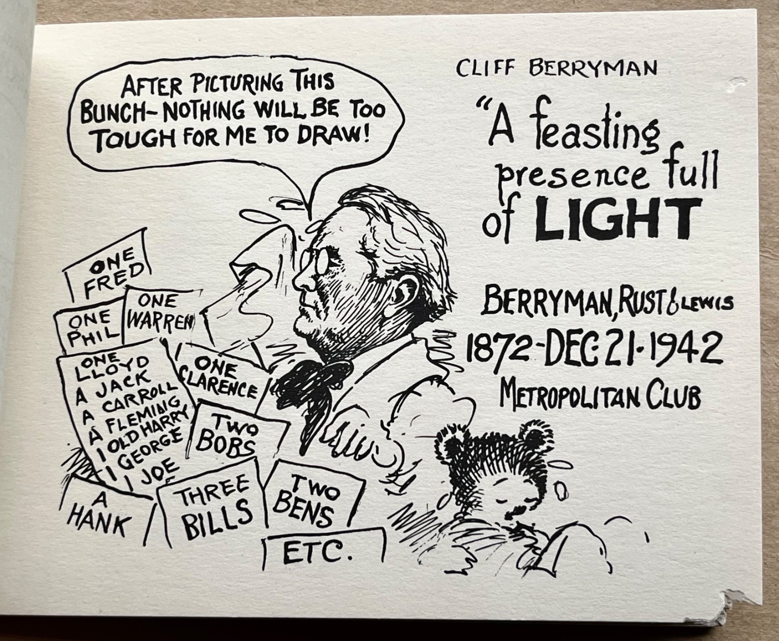 1942 Clifford Berryman – Metropolitan Club – Political Cartoons Washington DC