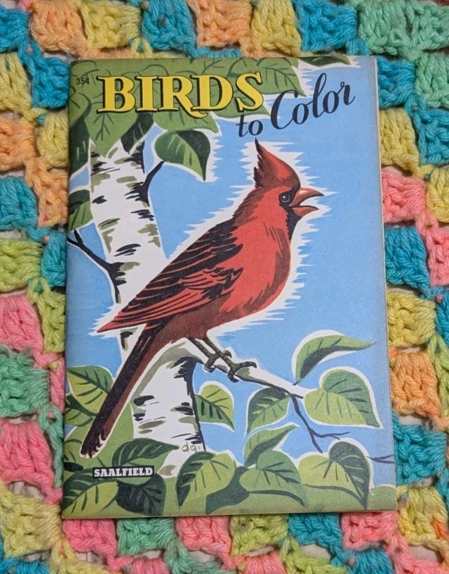 Vintage Coloring Book “Birds To Color”—-Saalfield 1958