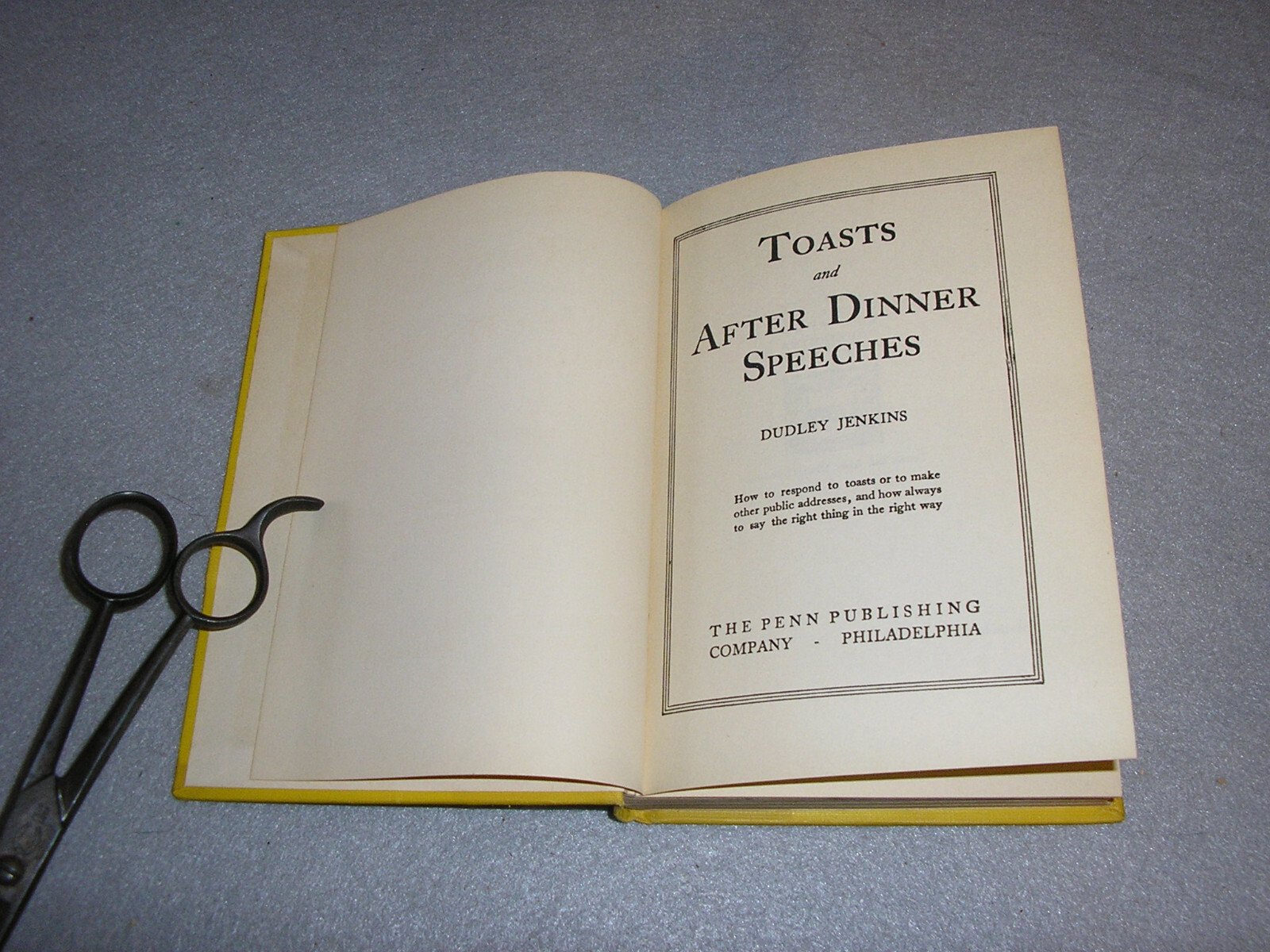 Antique Speech Making Book Toasts and After Dinner Remarks Jenkins 1st Ed. 1933