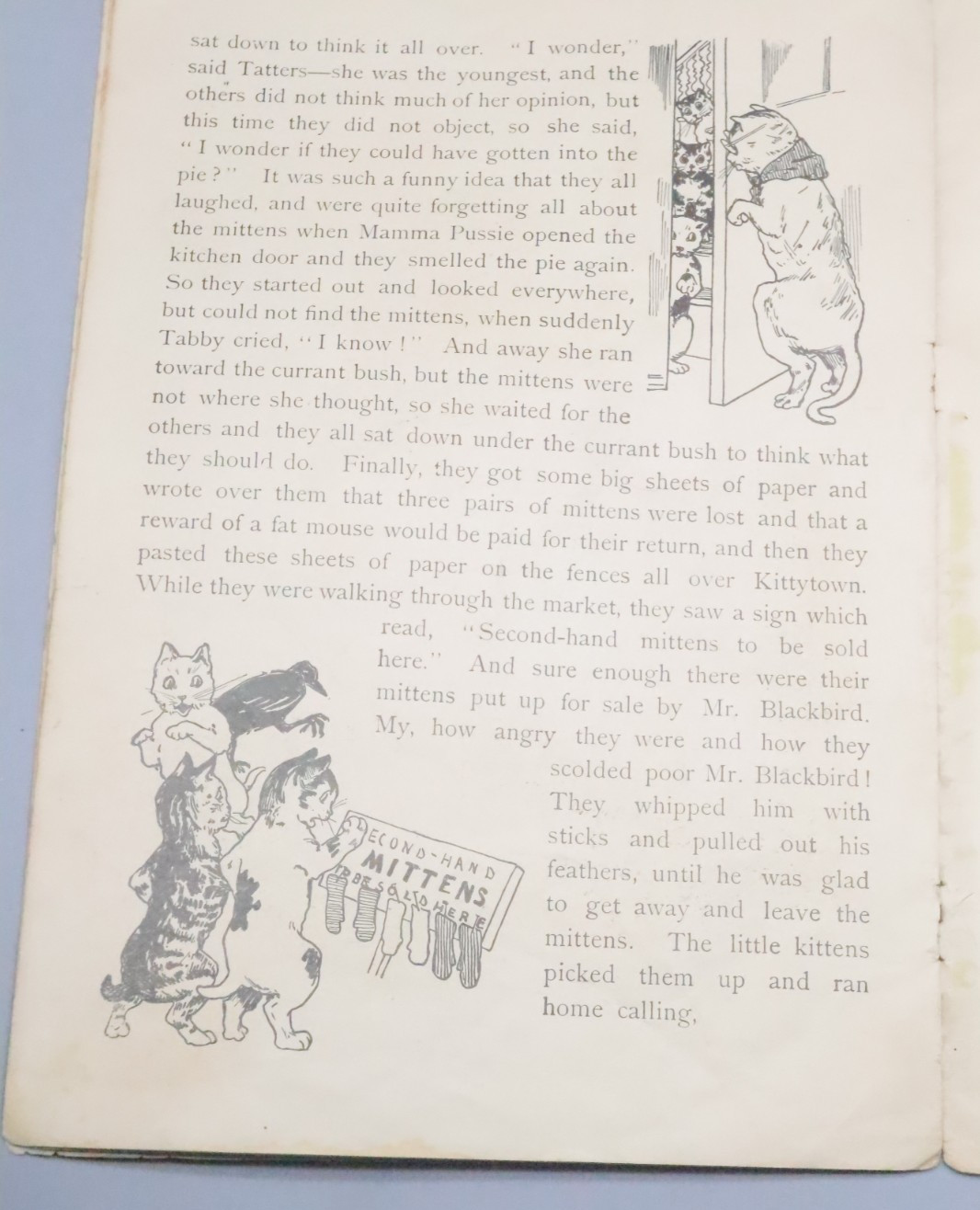 Three Little Kittens Old Antique Childrens Book Cats Victorian Story USA Nursery