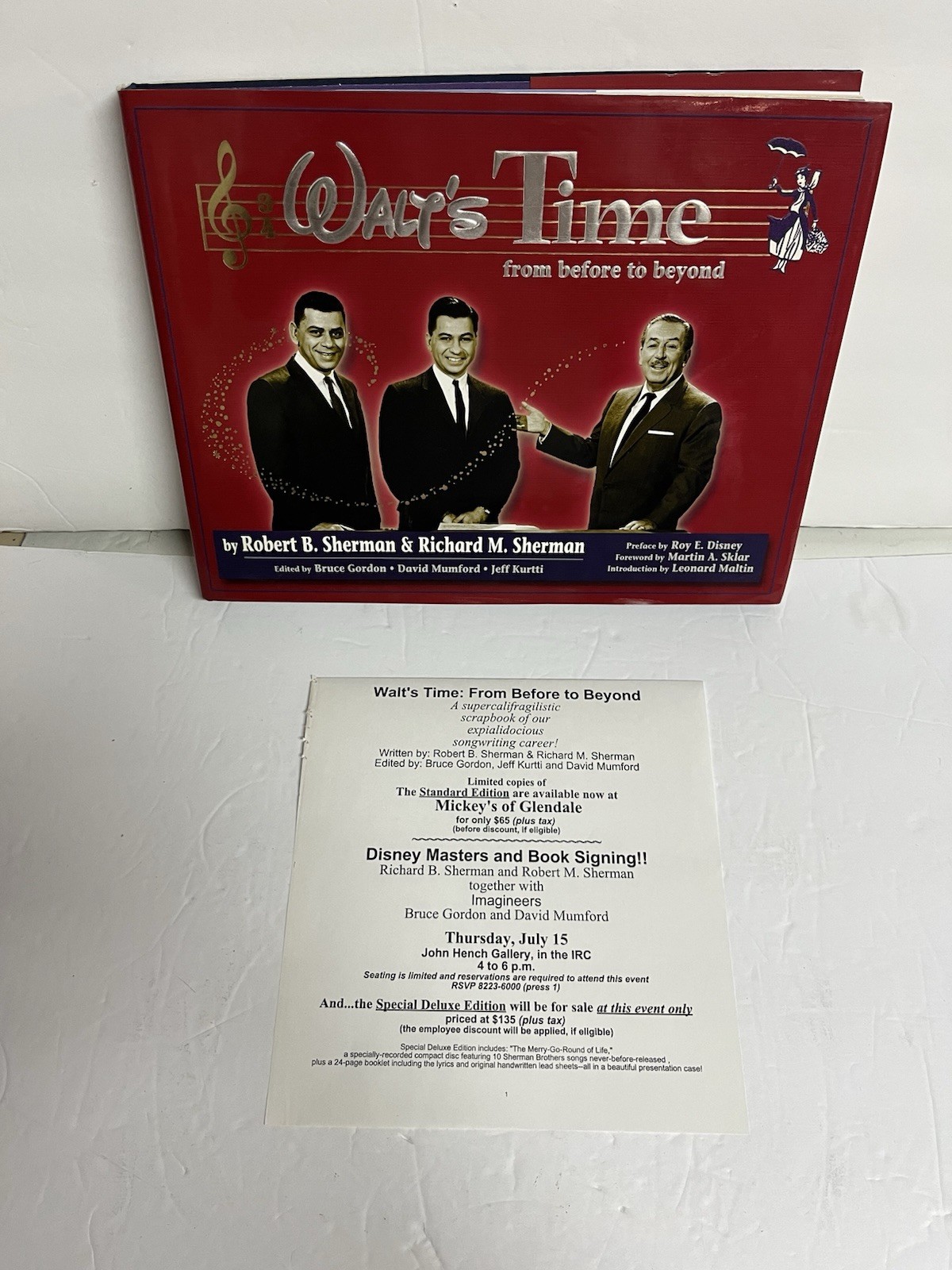 VTG Walt’s Time: From Before to Beyond Book 1st Ed Autograph by Sherman Brothers