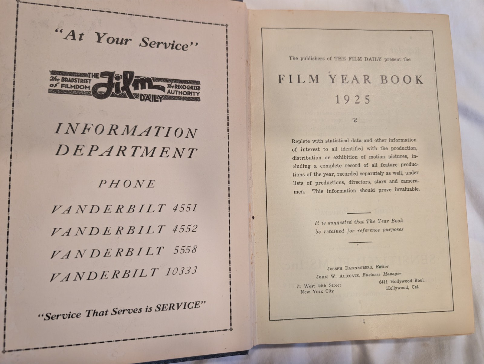 1921 Motion Picture Studio Directory PB & 1925 Film Yearbook Dannenberg HC