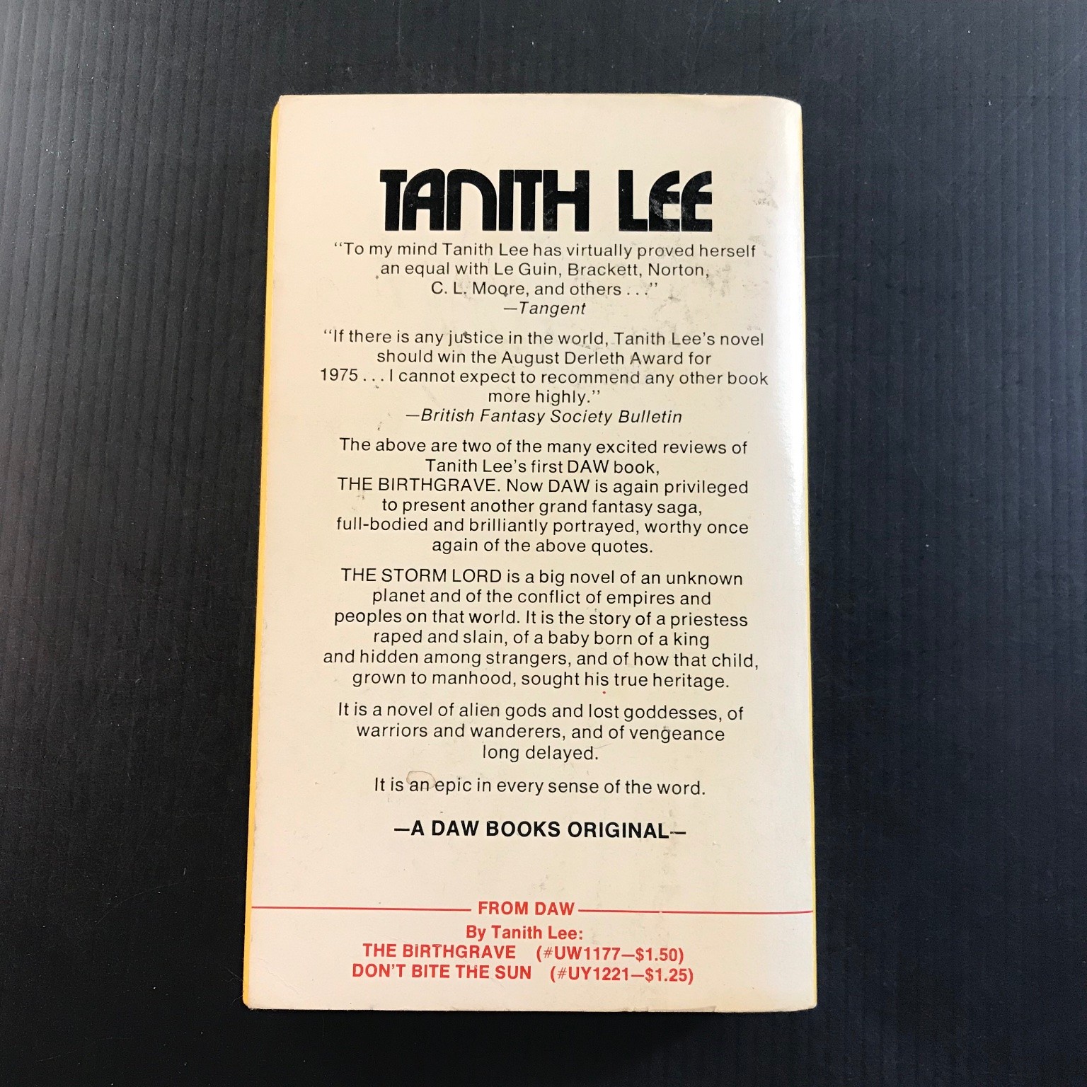 The Storm Lord Tanith Lee 1976 First Printing DAW Books Science Fantasy