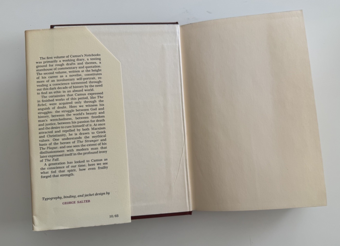 Notebooks 1935-1942 – Albert Camus. 1st American Edition. 1963 Hardcover w. DJ