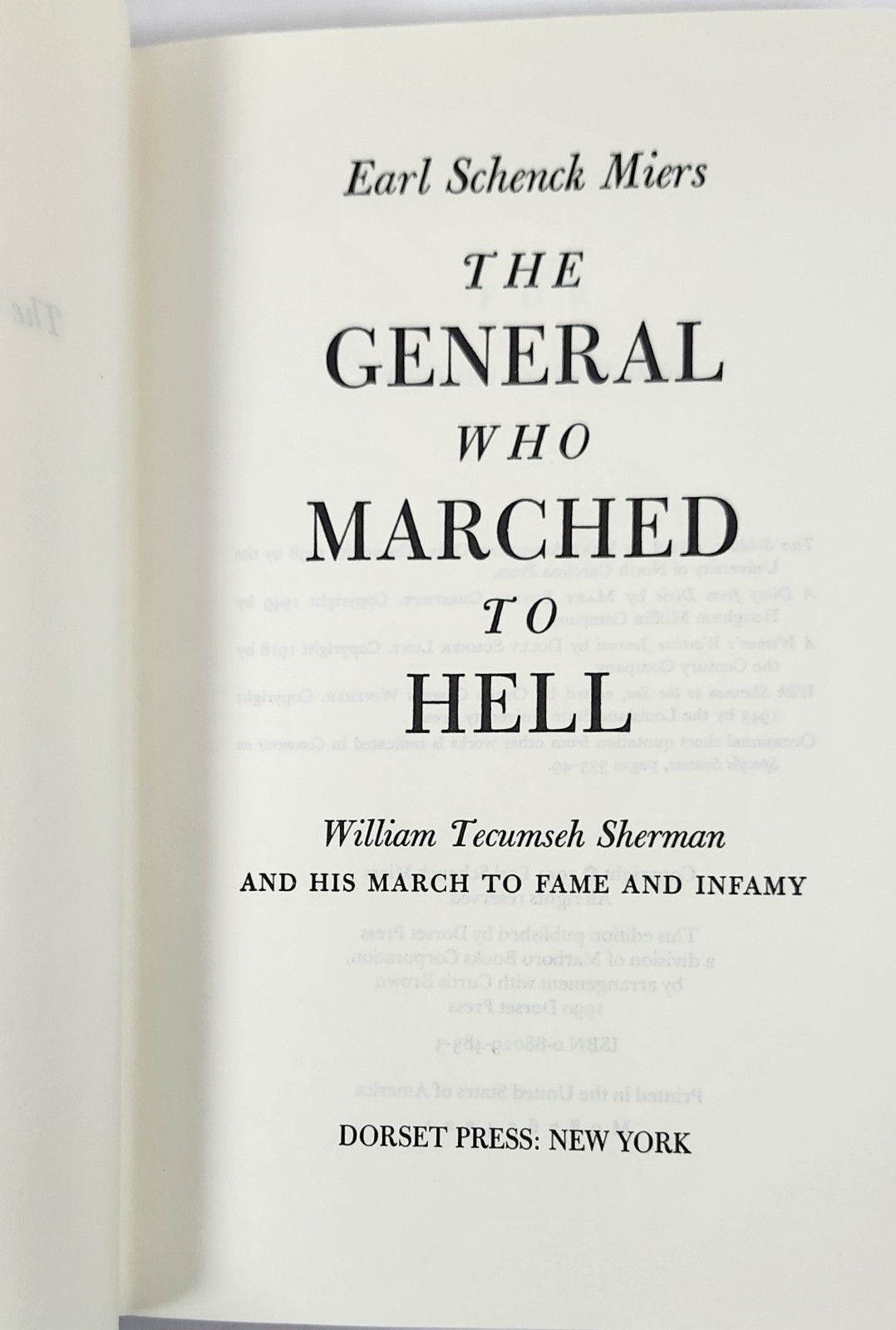 General Who Marched to Hell by Earl Schenck Miers (1st-1990 HC) Civil War VG