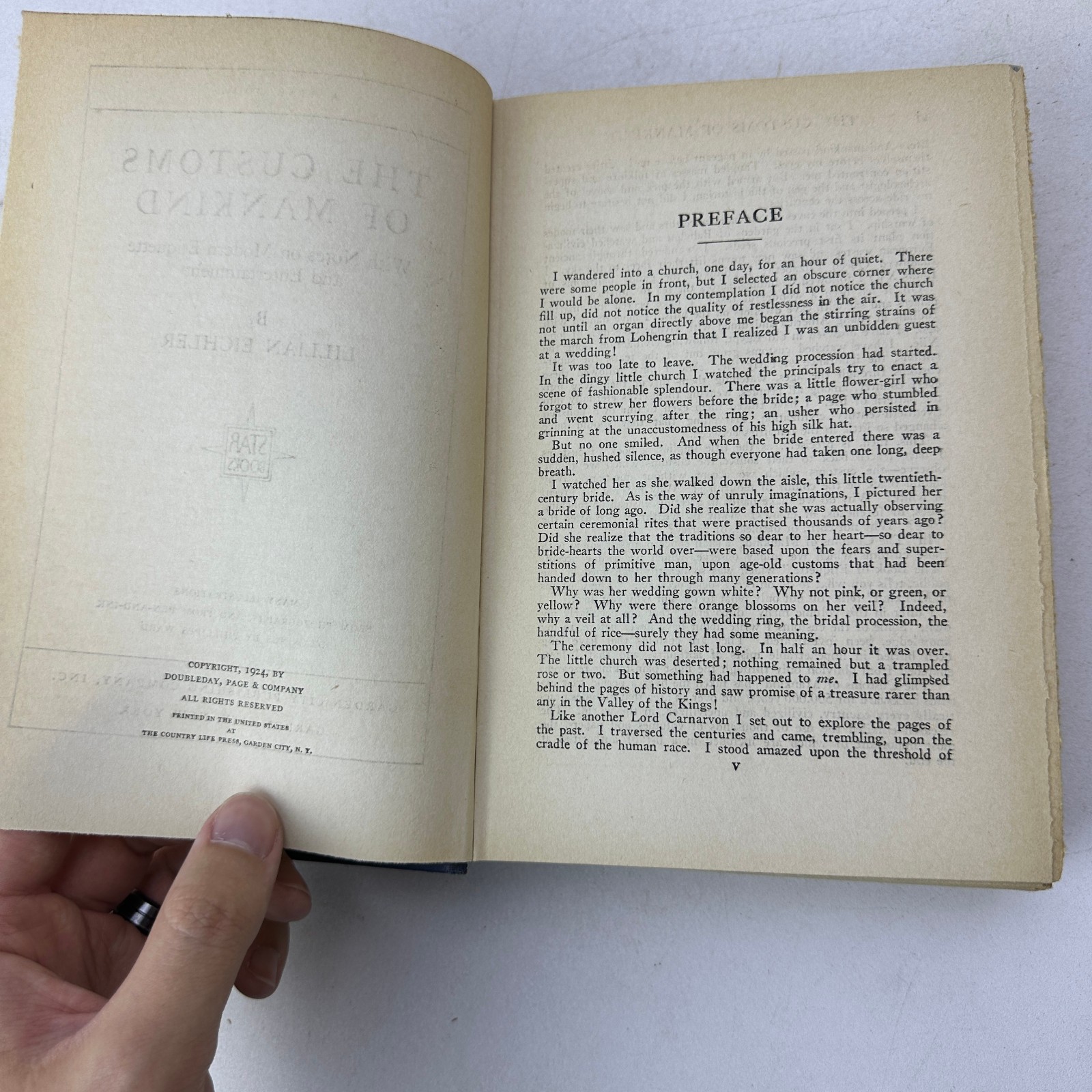 The Customs of Mankind Lillian Eichler HC DJ 1924 Garden City Doubleday