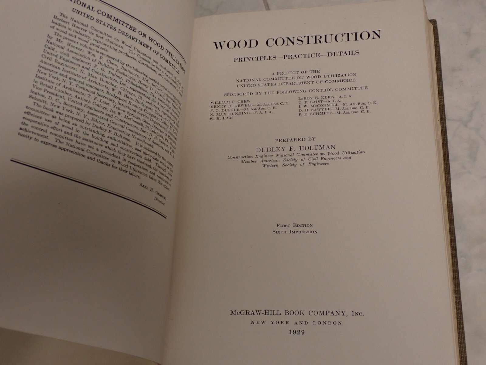 Wood Construction Principles Practice Details. Dudley Holtman. 1929 ex-library