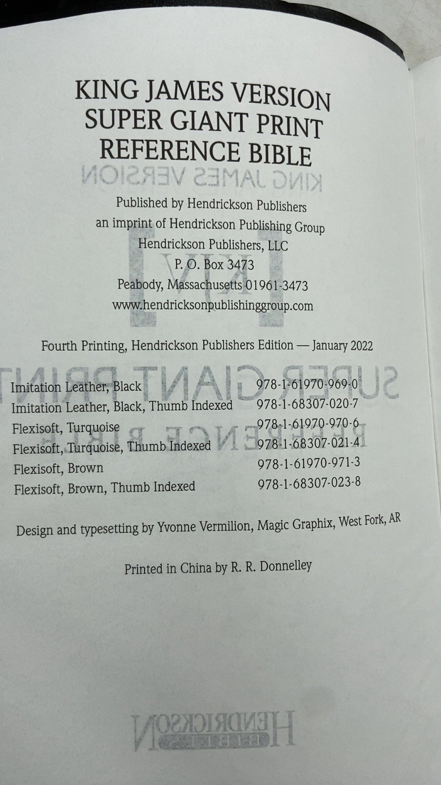 Holy Bible Super Giant Print Reference Bible Fourth Printing 2022