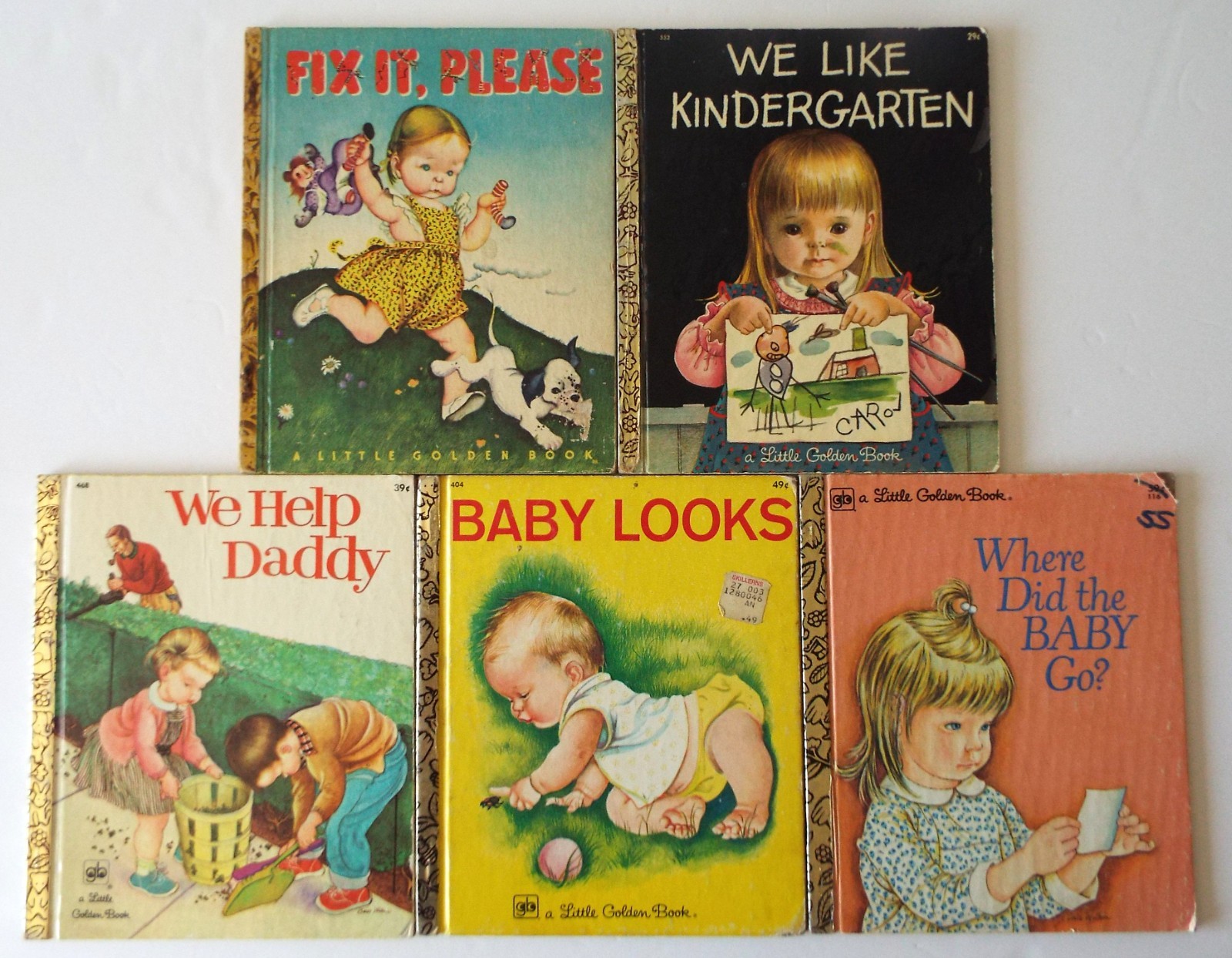 Eloise Wilkin Little Golden Books Fix It Please, Baby Looks and More Lot of 5