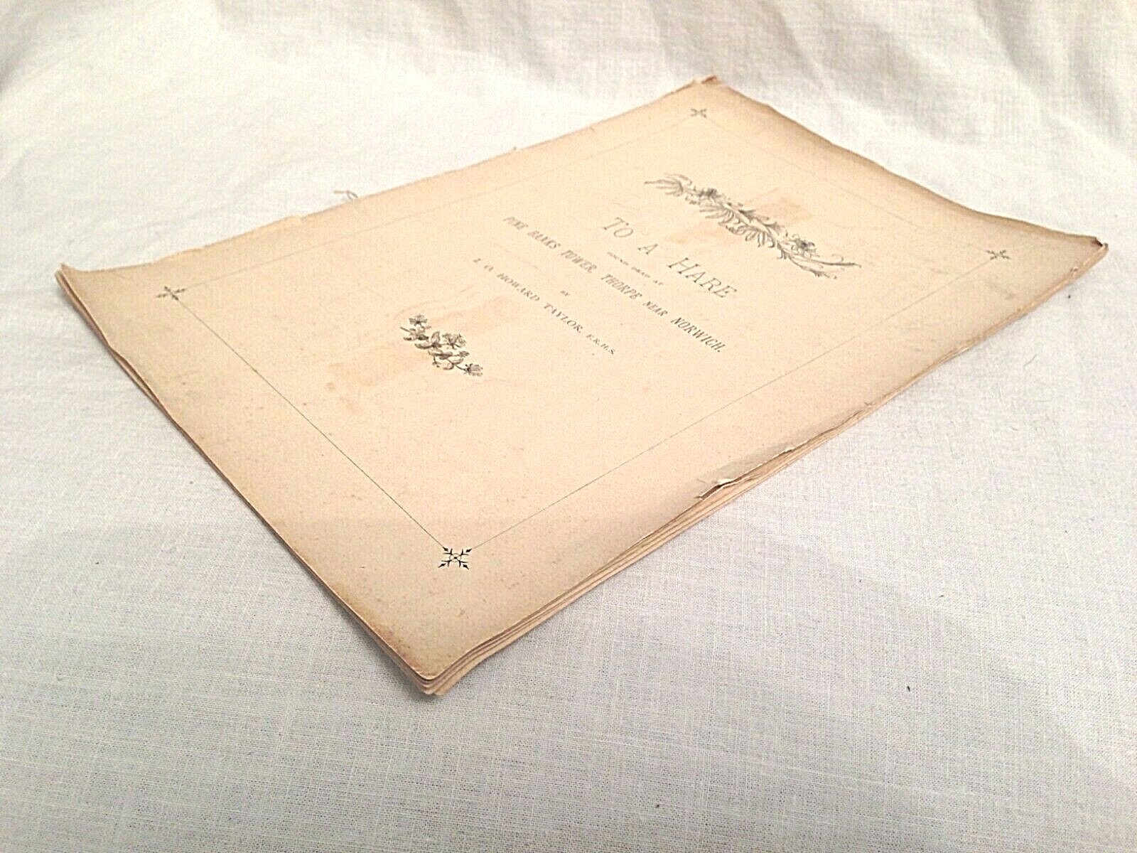 Rare Poetry – I O Howard Taylor, SIGNED – To a Hare Found Dead, Thorpe Norwich