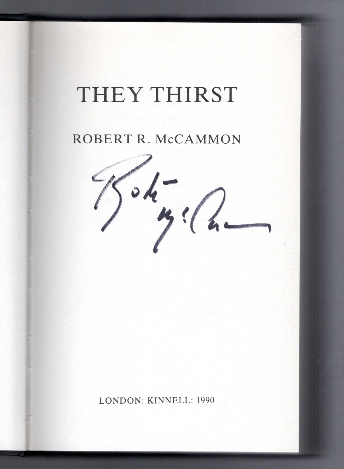 SIGNED Robert McCammon THEY THIRST 1st printing hardcover (UK) Near Fine+