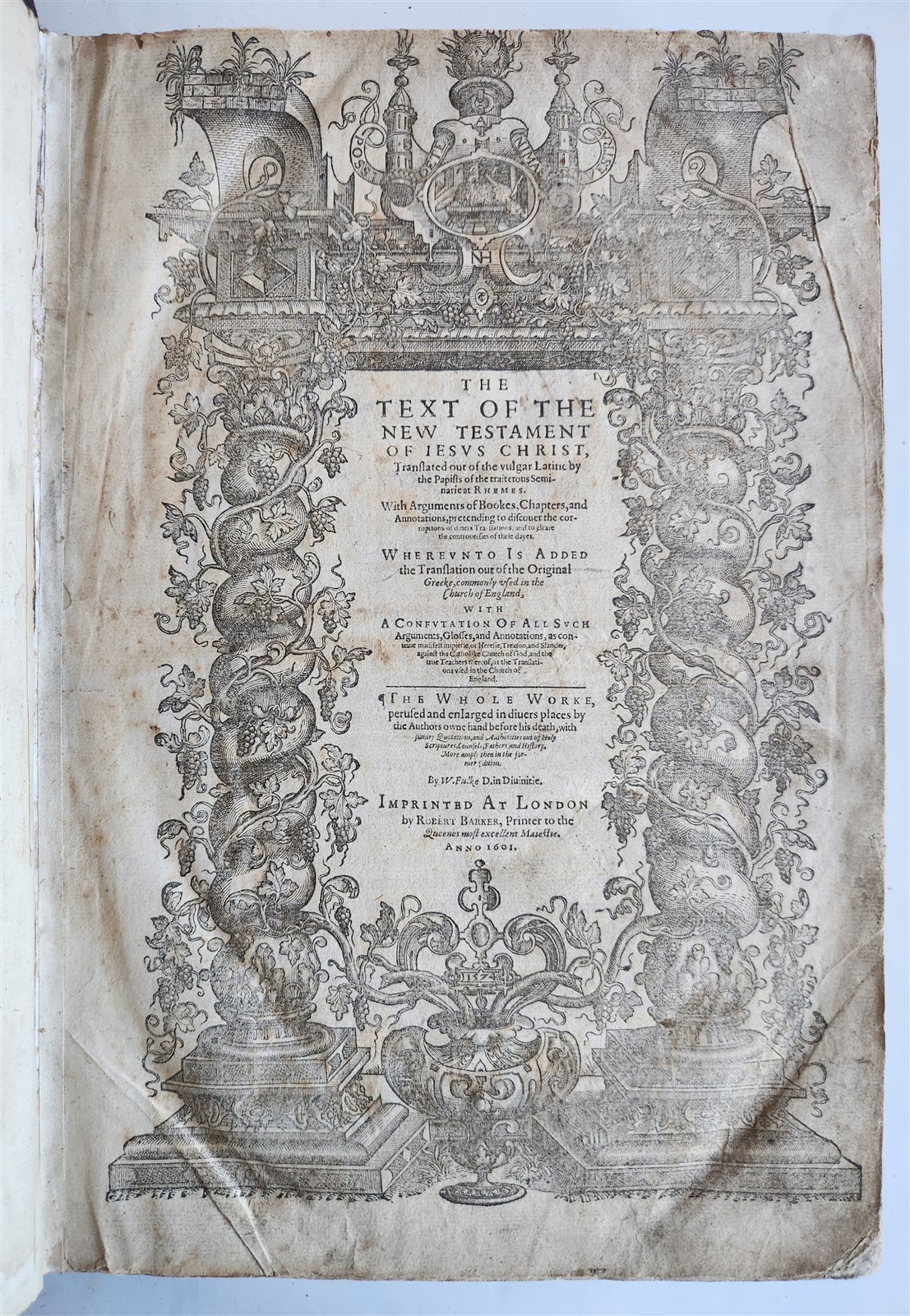 1601 BIBLE in ENGLISH antique FOLIO NEW TESTAMENT printed by Robert Barker