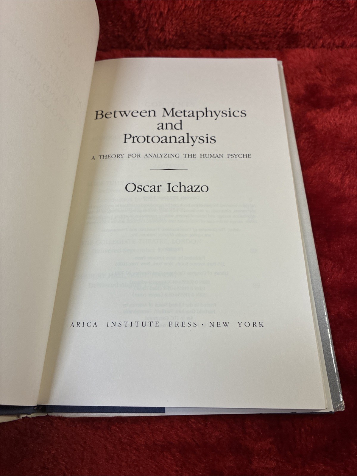 Oscar Ichazo BETWEEN METAPHYSICS AND PROTOANALYSIS 1st Edition HC/DJ VG