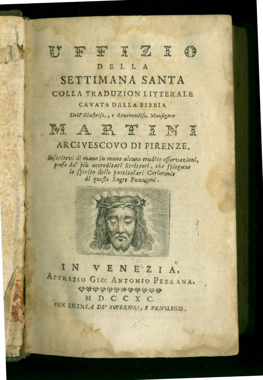 1790 Religion „SETTIMANA SANTA“ (Holy Week Ceremonies) (Italian) Venice Imprint