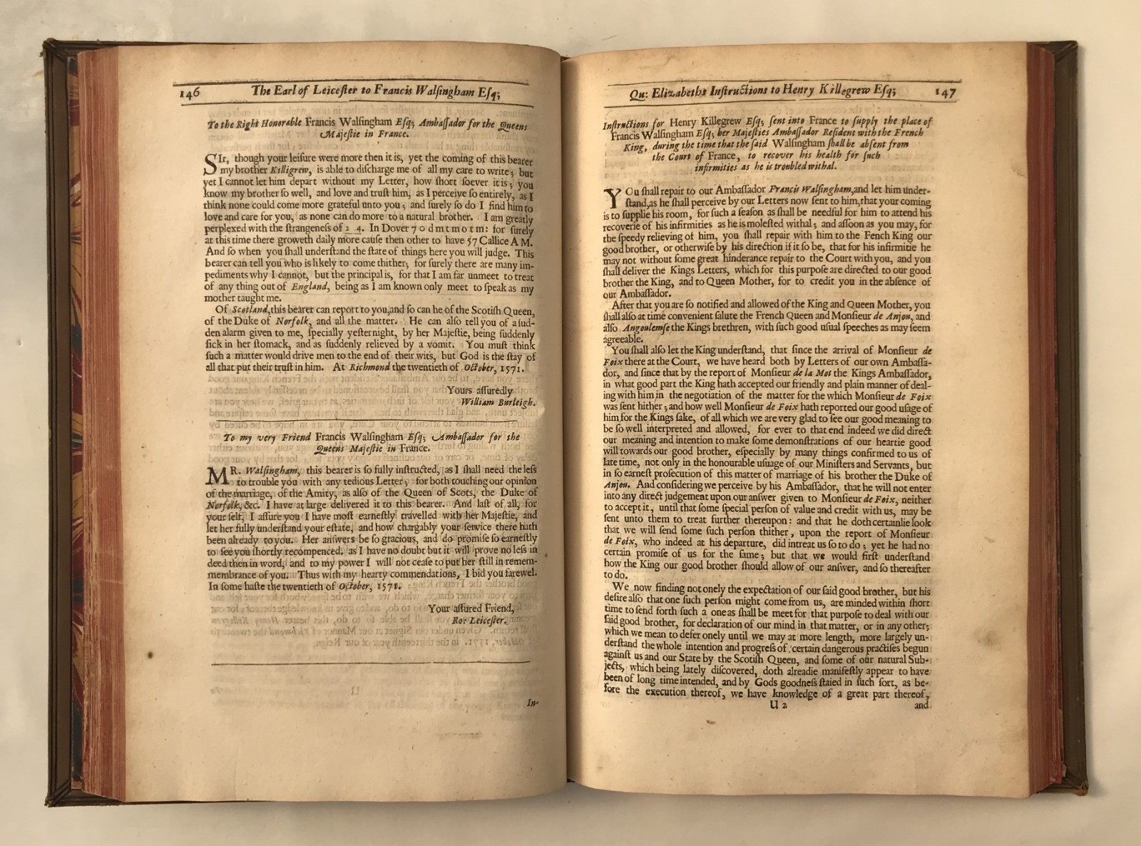 1655 Digges COMPLEAT AMBASSADOR First Ed. Intended Marriage Q. Elizabeth Letters