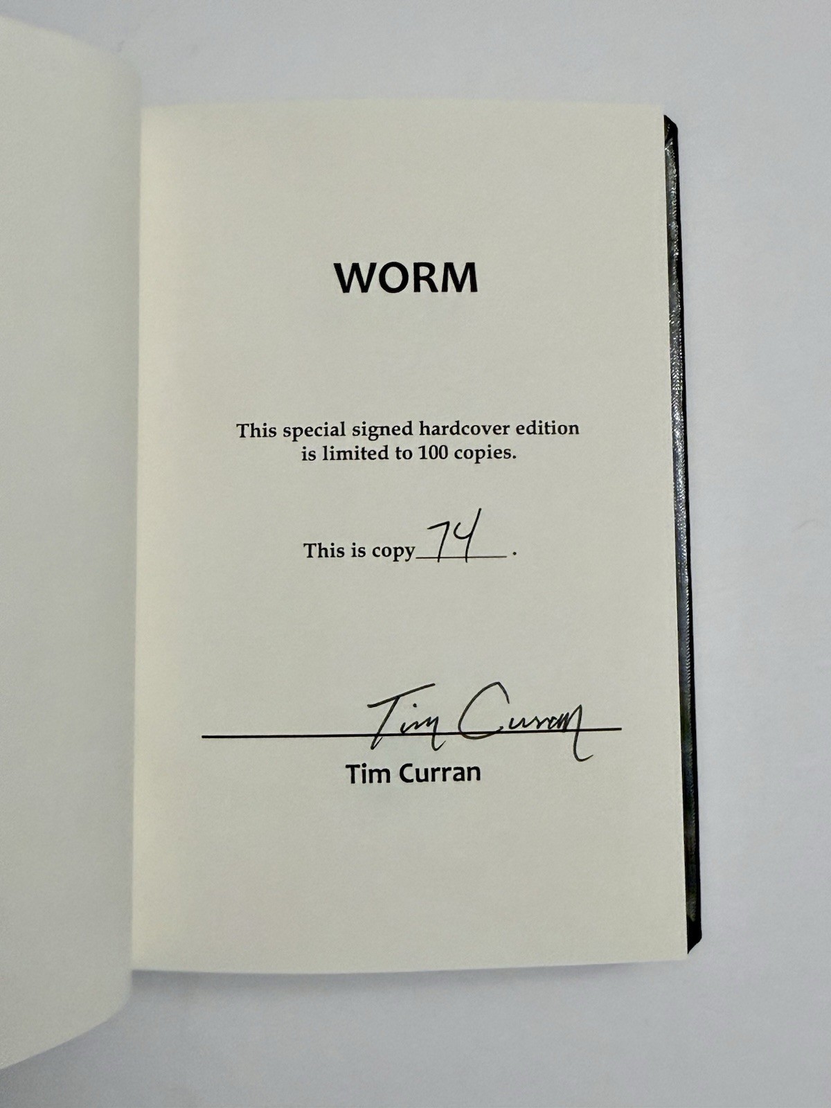 Worm Tim Curran Signed Limited 1st Edition HC 2014 DarkFuse (DarkFuse Release)