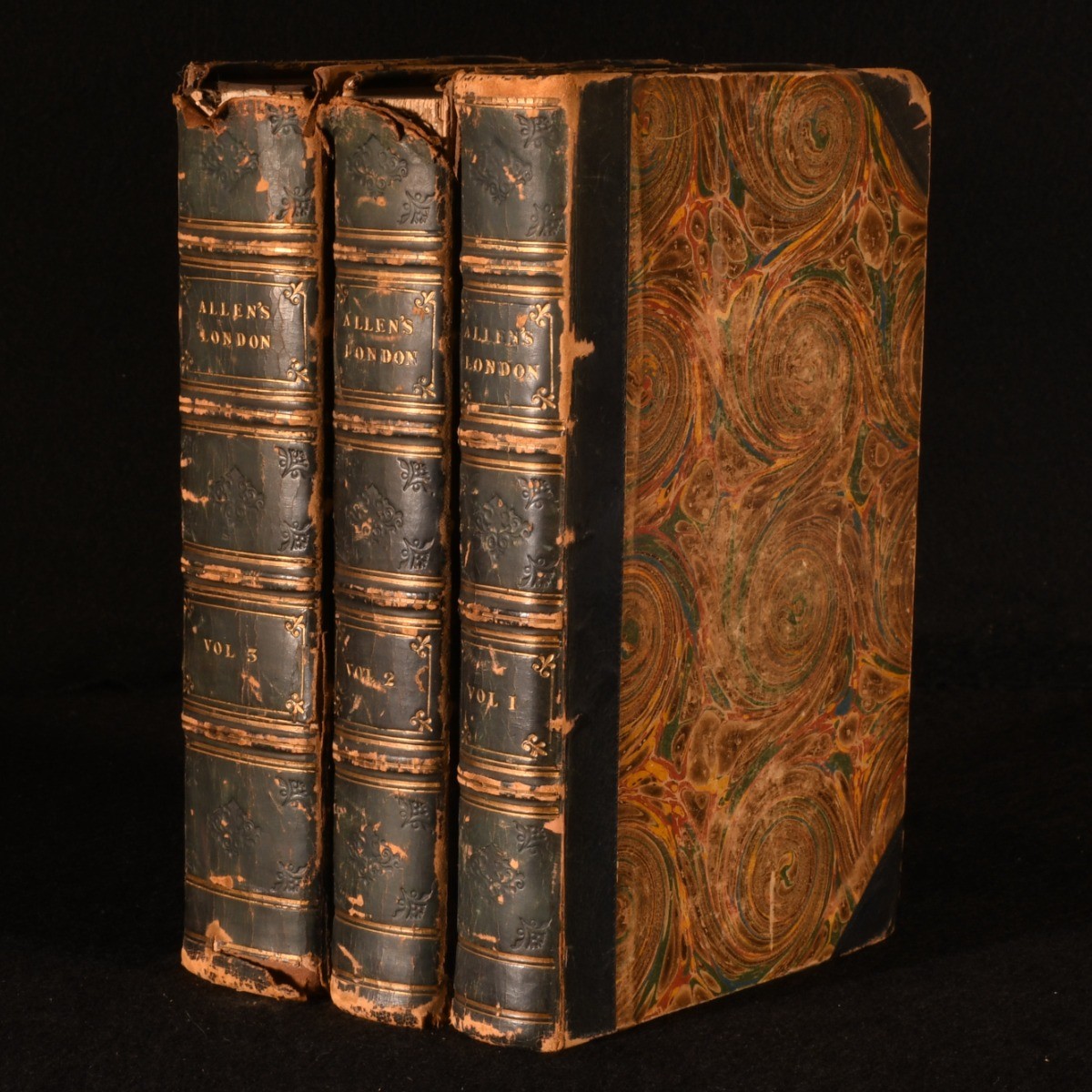 1827 3Vol The History and Antiquities of London by Thomas Allen Half Calf