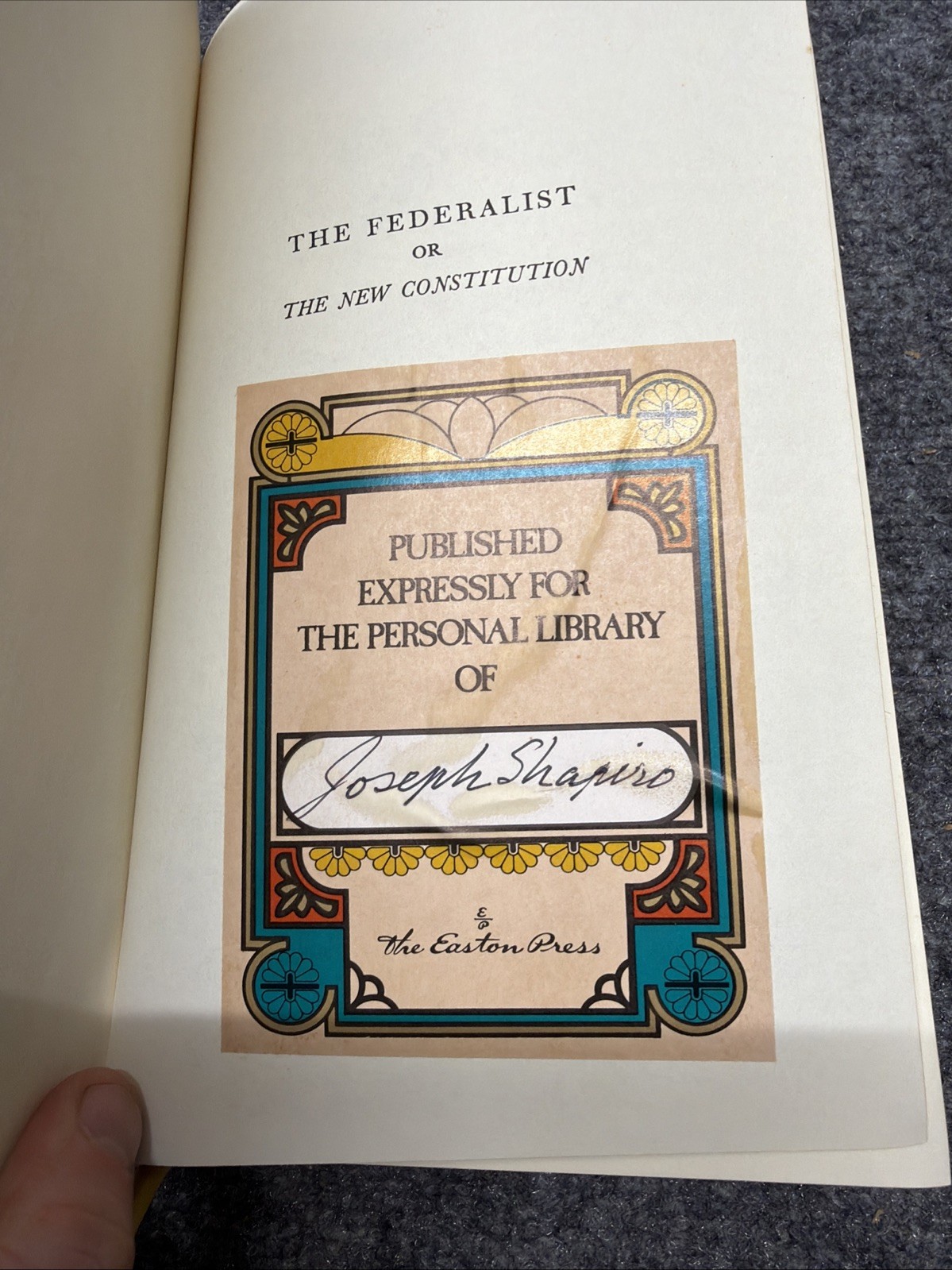 The Federalist or the New Constitution EASTON PRESS LEATHERBOUND HC 1787-88 VG