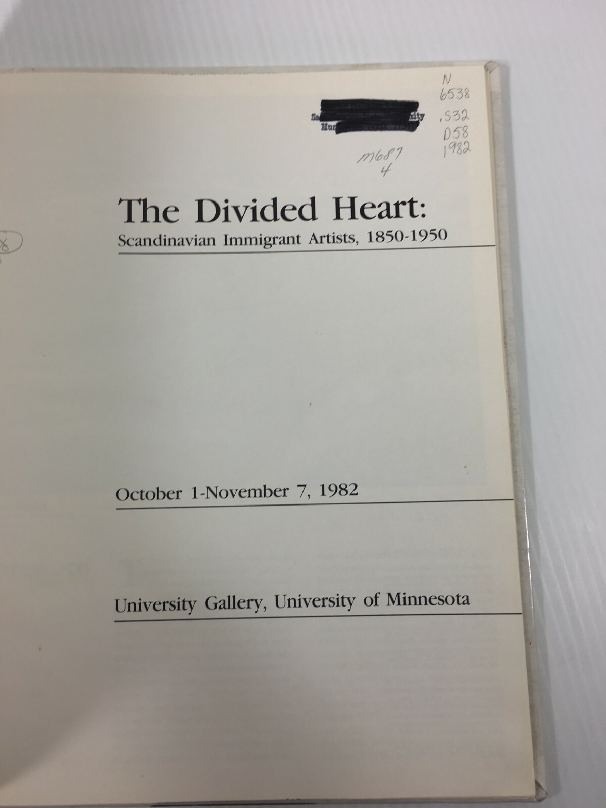 The Divided Heart Scandinavian Immigrant Artists 1850-1950 Vintage Book