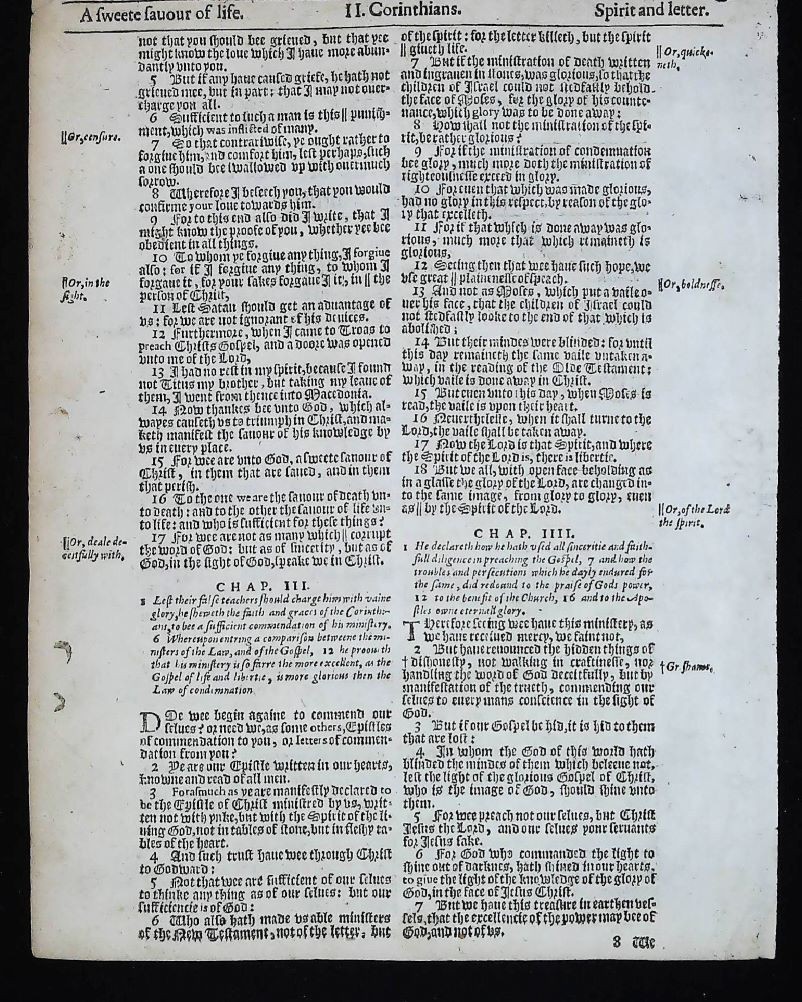 SECOND CORINTHIANS TITLE PAGE 1625 KING JAMES BIBLE , LAST IN KING’S LIFETIME