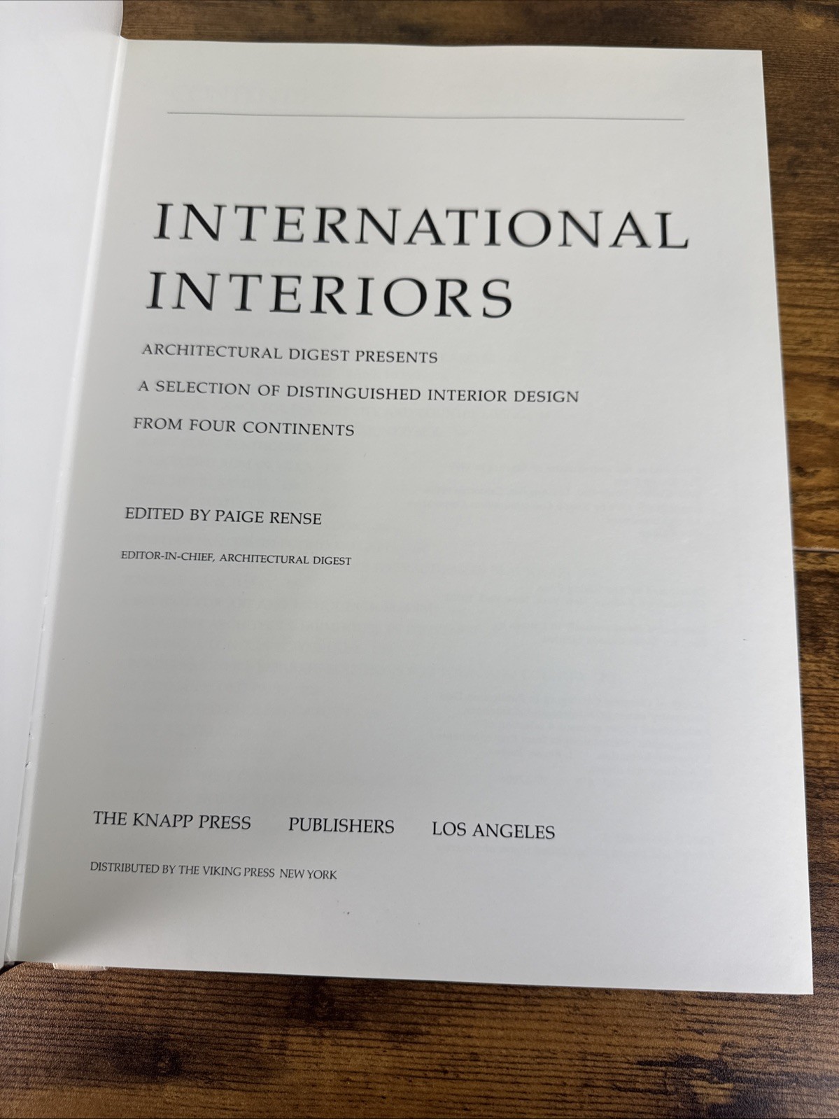 ARCHITECTURAL DIGEST: INTERNATIONAL INTERIORS; LTD. ED 368/1000 BY PAIGE RENSE