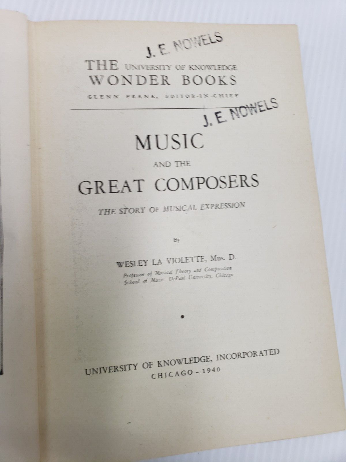 Wonder Books Music & Great Composer Wesley La Violette University of Knowledge