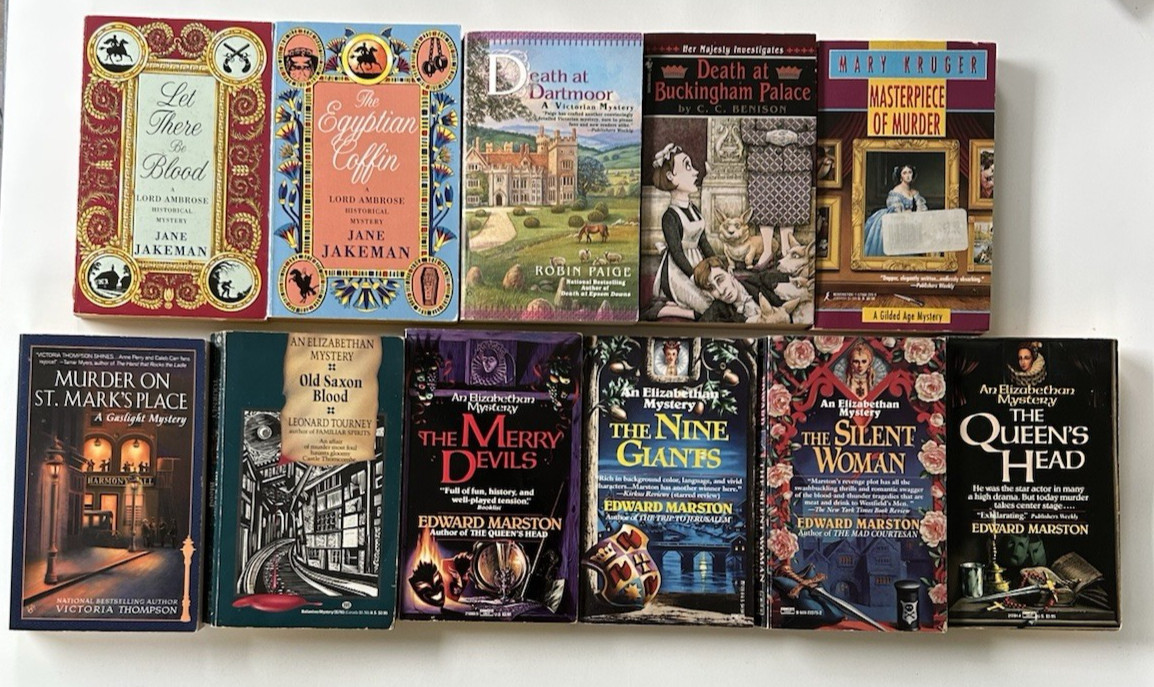 Lot of 11 Elizabethan Victorian Historical Mystery Paperbacks Mixed Authors