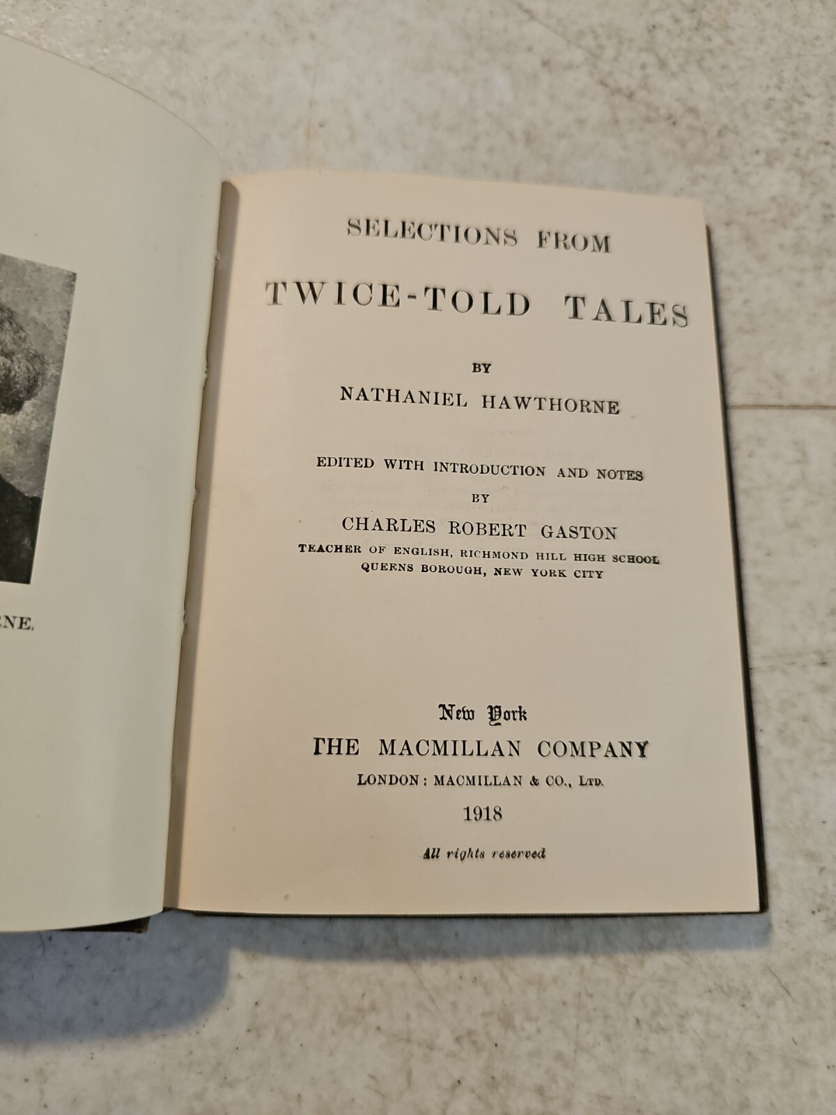 Nathaniel Hawthorn Twice Told Tales 1918. The MacMillan Company