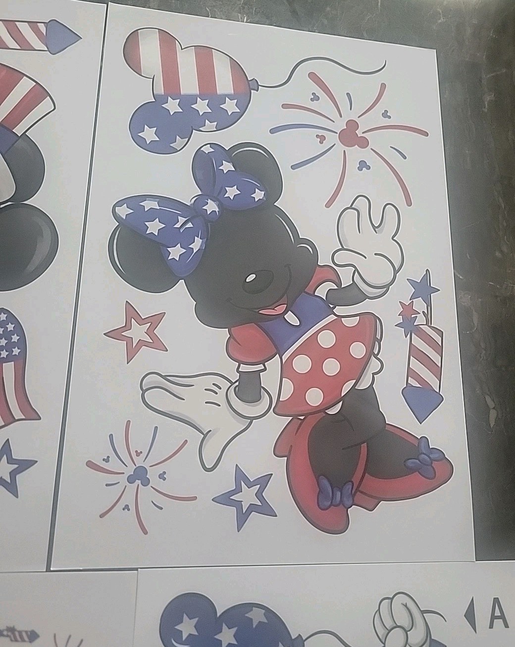 Static Window Clings Disney Mickey & Minnie Mouse July 4th Patriotic Set Of 4