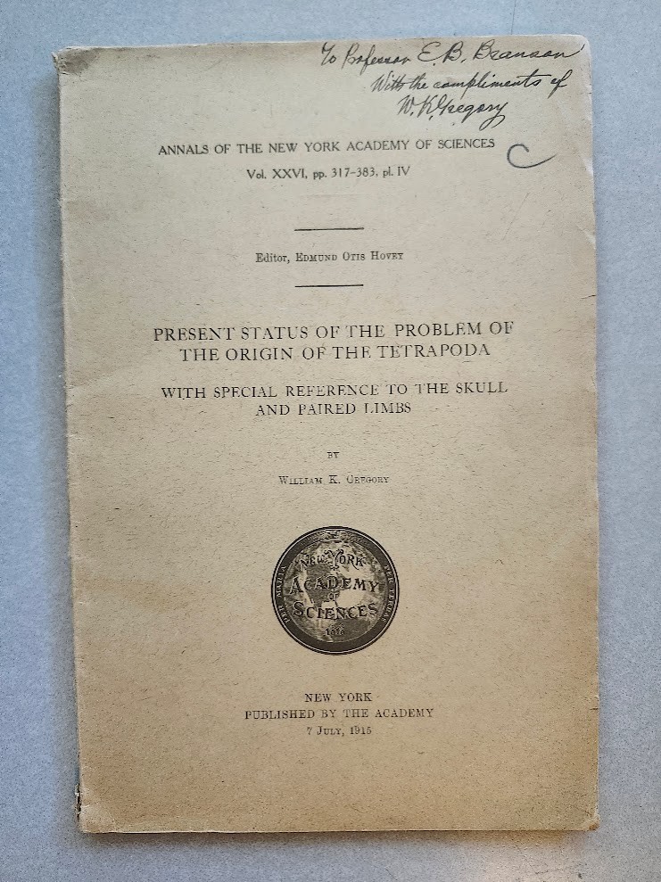 Present Status of the Problem of the Origin of the Tetrapoda William K. Gregory!