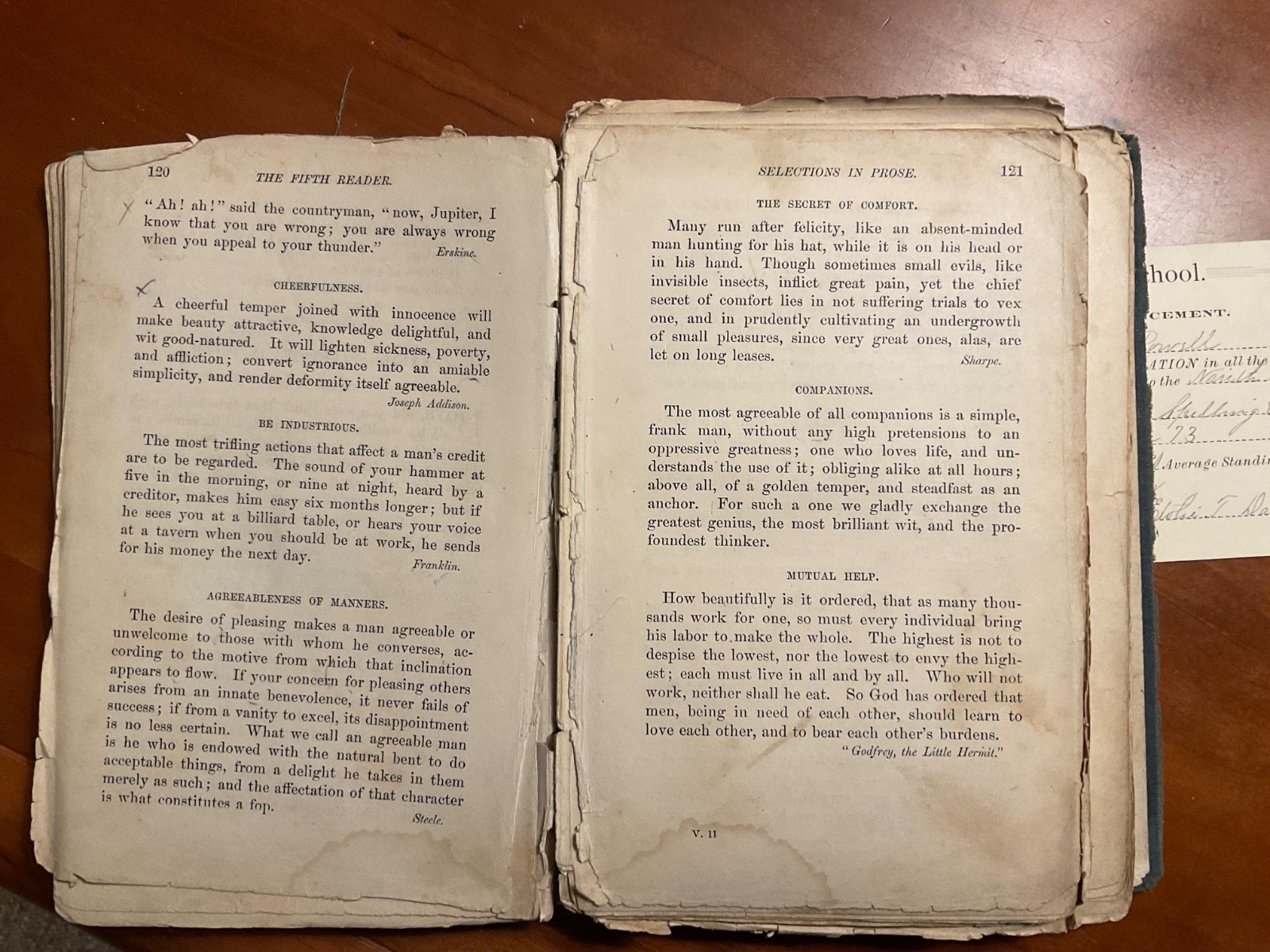 1875 THE GRADED SCHOOL FIFTH READER – T W HARVEY Lawton, Michigan w/1888 Cert!