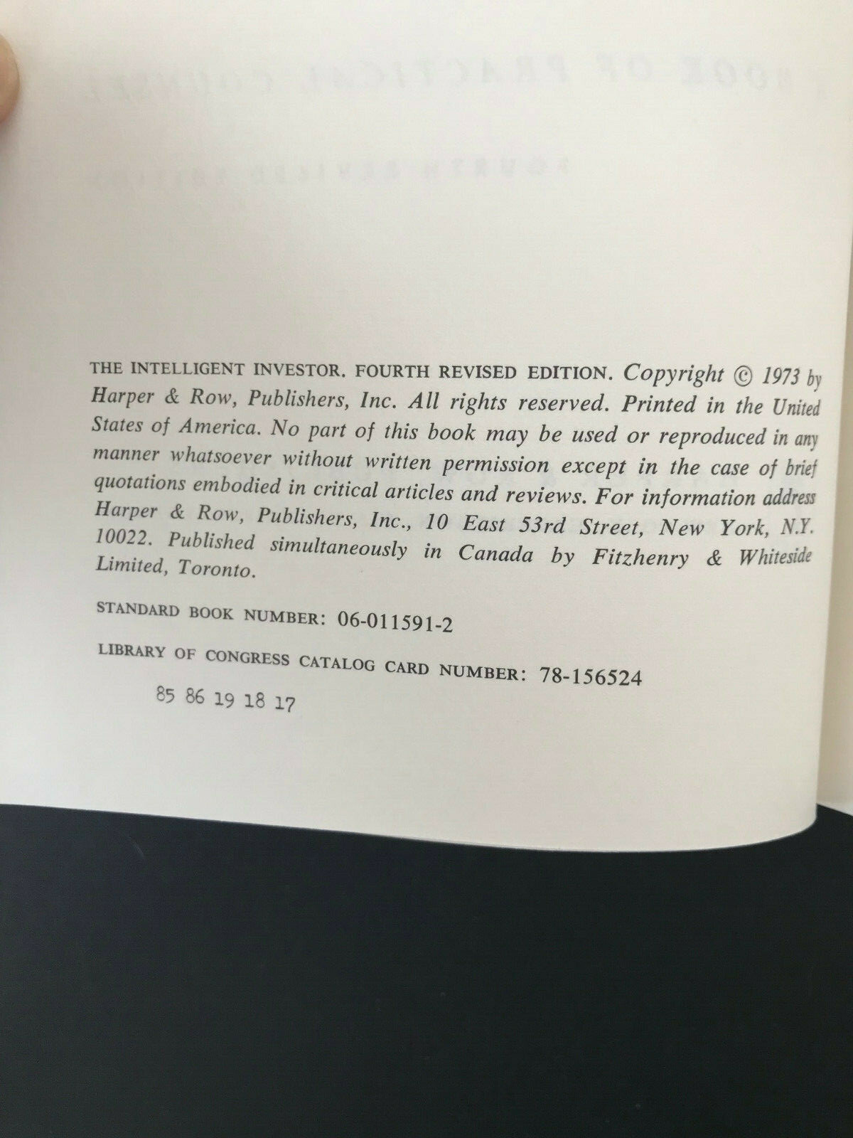 The Intelligent Investor, by Benjamin Graham -1985 – 17th Prtg. Vtg. H/C Book