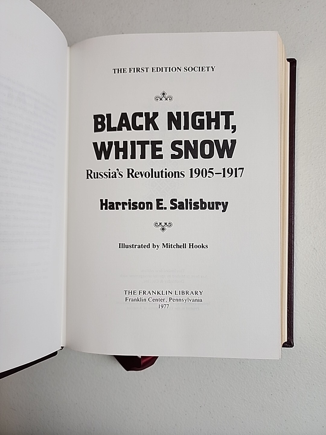 Franklin Library 1ST Edition Society BLACK NIGHT, WHITE SNOW Salisbury 1977