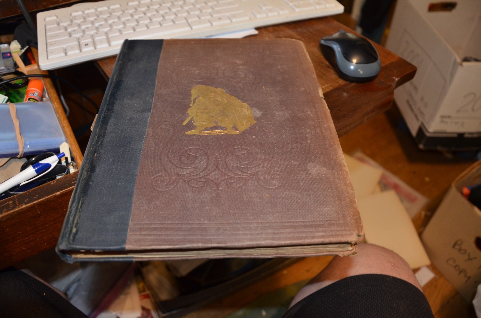 Antique 1860 ‚Punch‘ Volume 38 Hardback Book Marbled Cover