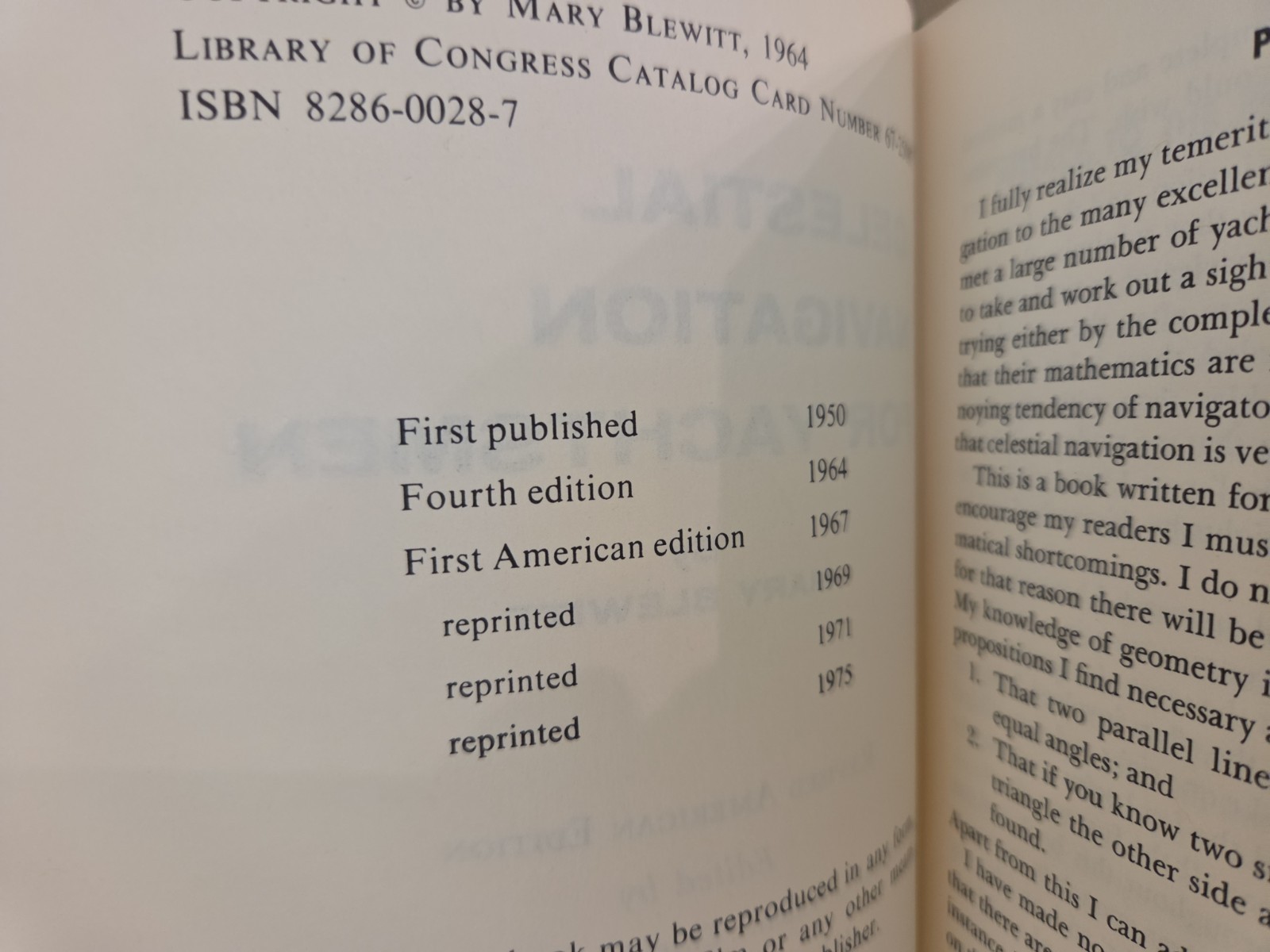 1975 “Celestial Navigation for Yachtsmen” Mary Blewitt HC DJ (Read).