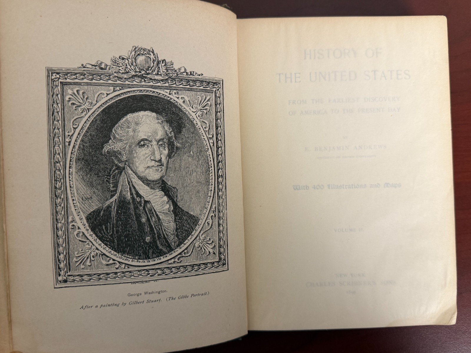 History Of The United States Vol. II 1763-1814 Scribners 1895 HC with Maps