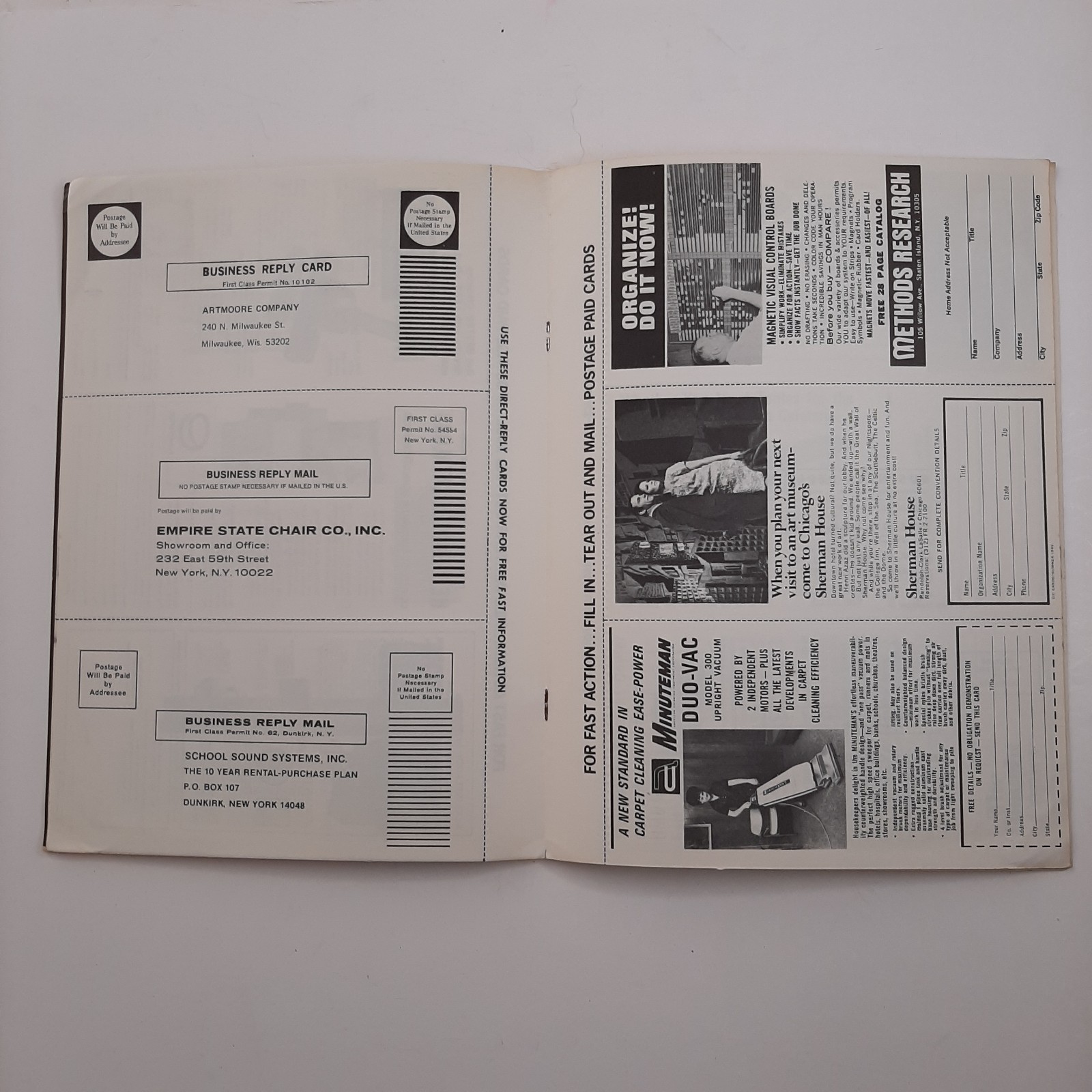INSTITUTIONAL ZIP CARDS CATALOG 1969 Direct Reply Product Post Cards MBi23