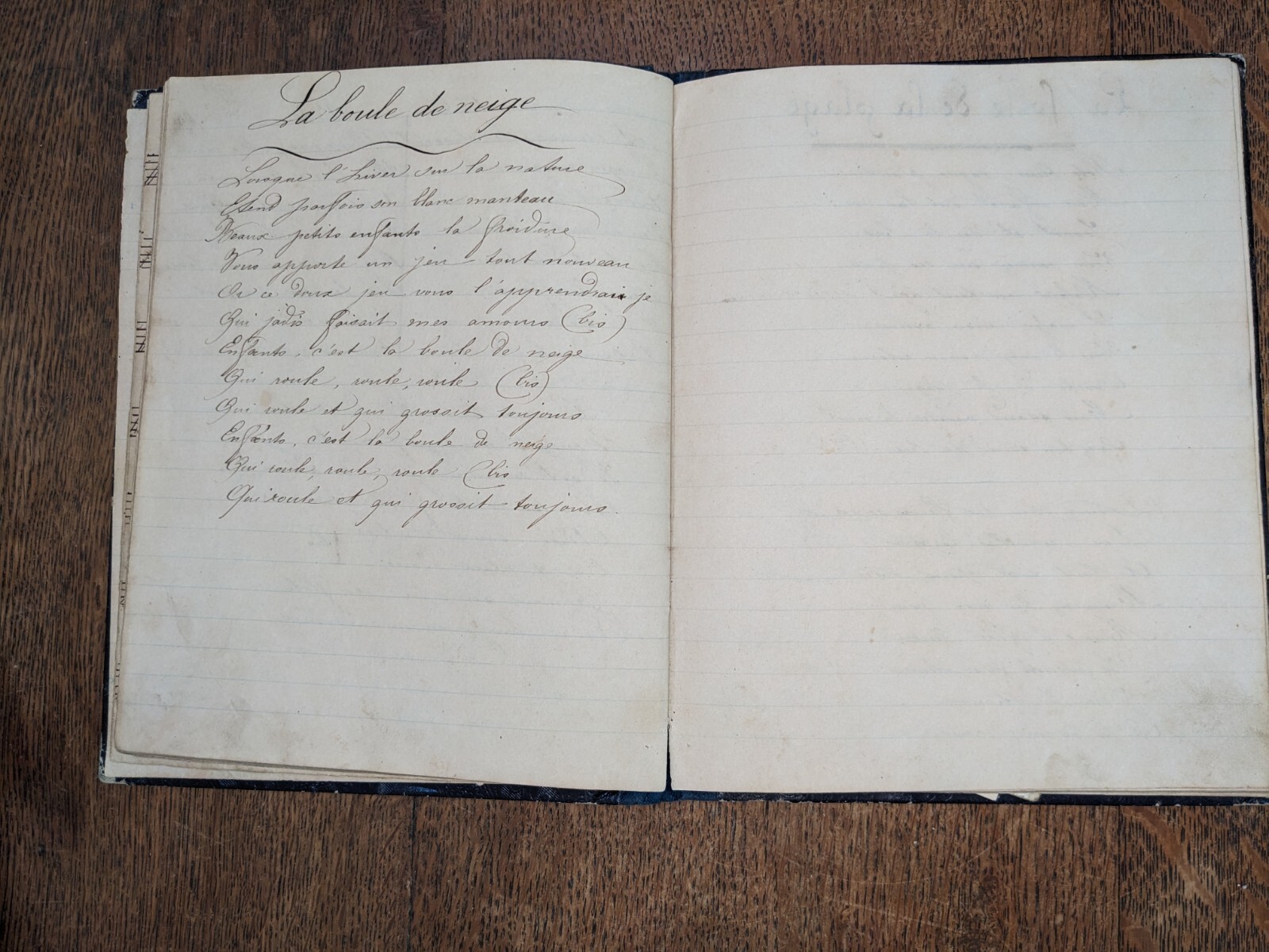 Antique book – Manuscript – Notebook of romances to Louise Dufour – sheet…