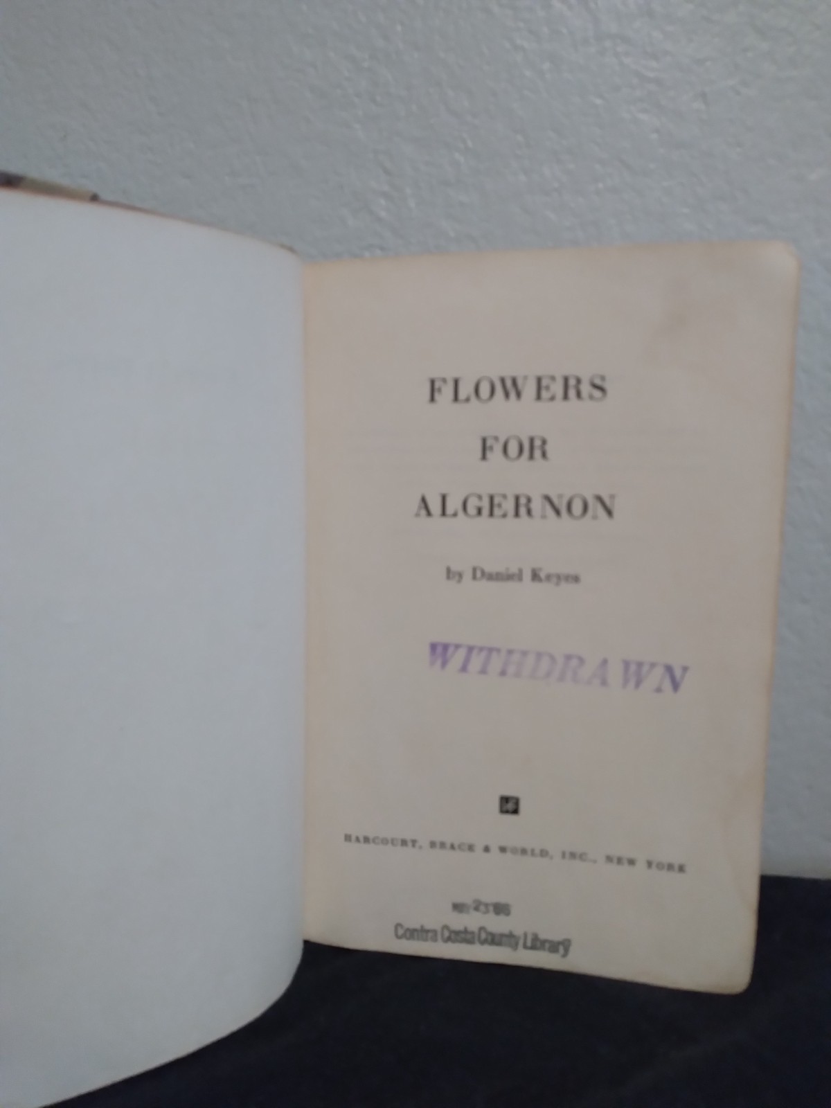 Flowers for Algernon by Daniel Keyes 1st Ed. Hardcover; Harcourt, Brace & World