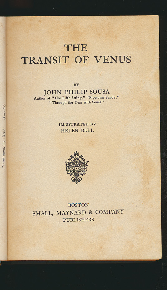 John Philip Sousa First Edition The Transit of Venus Love Romance Music Humor
